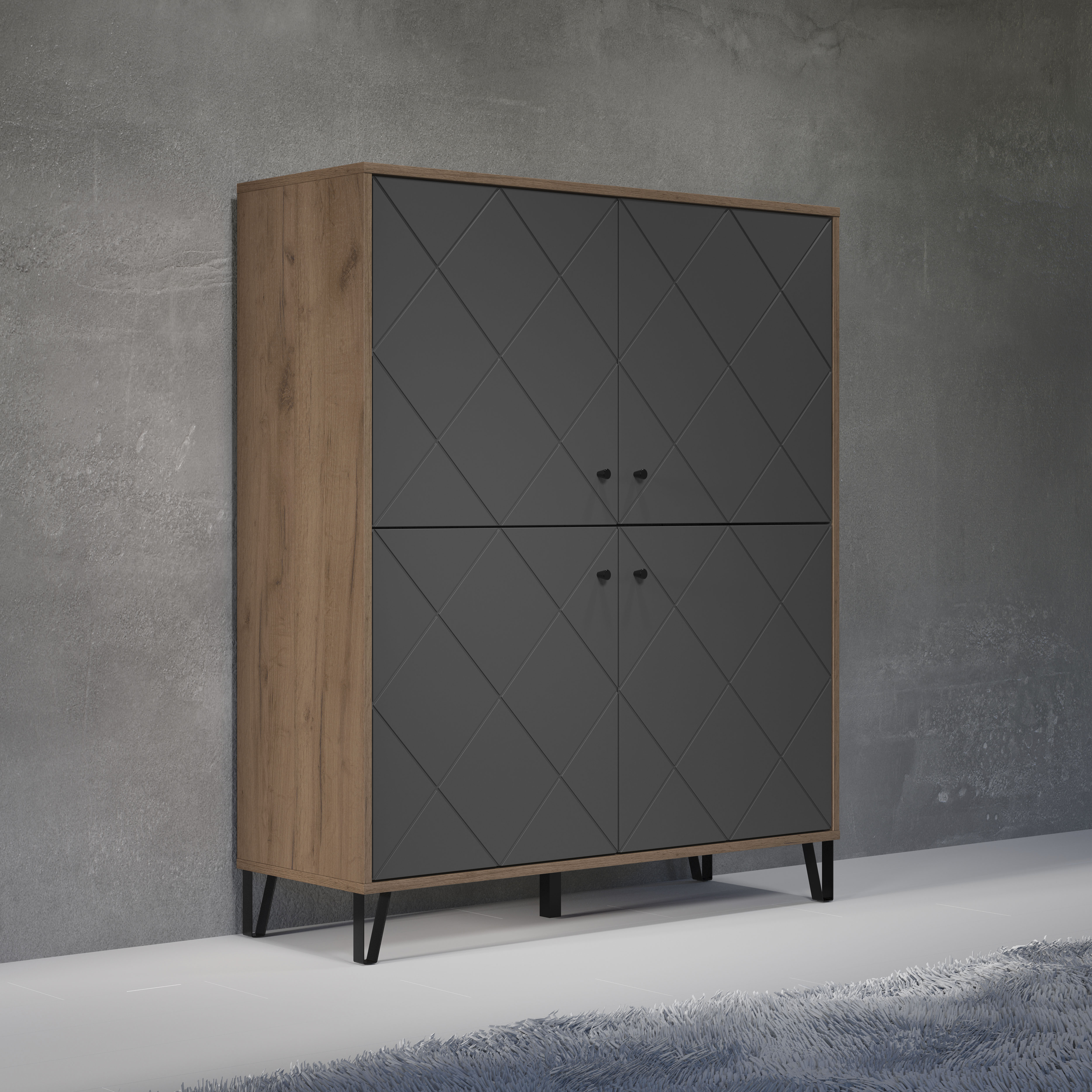 Home affaire Highboard "Molveno" 1 Stk. tlg. Highboard mit 4 Türen & Soft-Close - (B/T/H) 123/40/136 cm