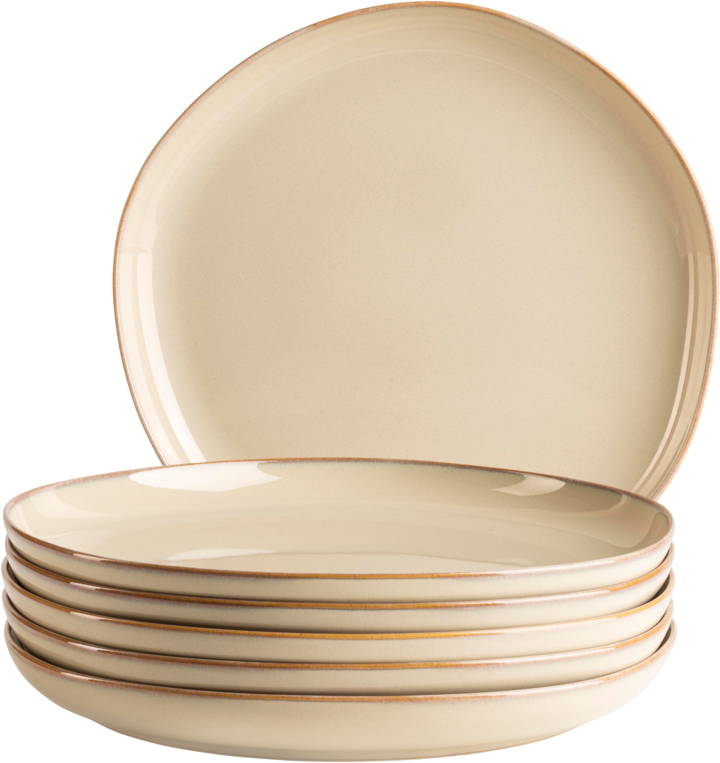 MÄSER Speiseteller "Cordelia, Teller-Set aus Steinzeug", 27cm, beige, Speiseteller, Geschirr-Set