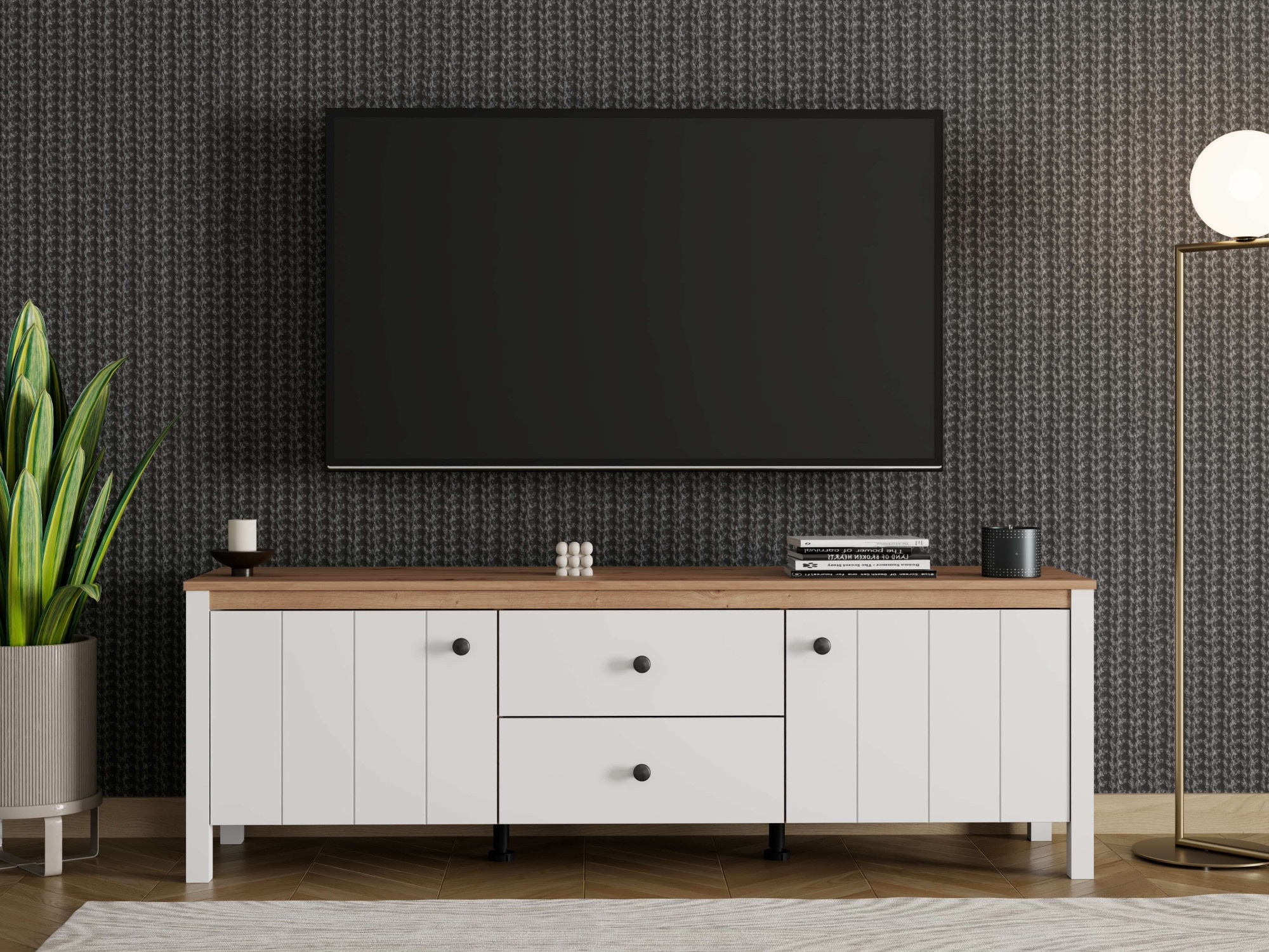 Home affaire Lowboard »BEDFORD, TV-Board, TV-Kommode, TV-Schrank, TV-Unterschrank, TV-Möbel« MDF-Profil 2D ummantelt, Hotstamping