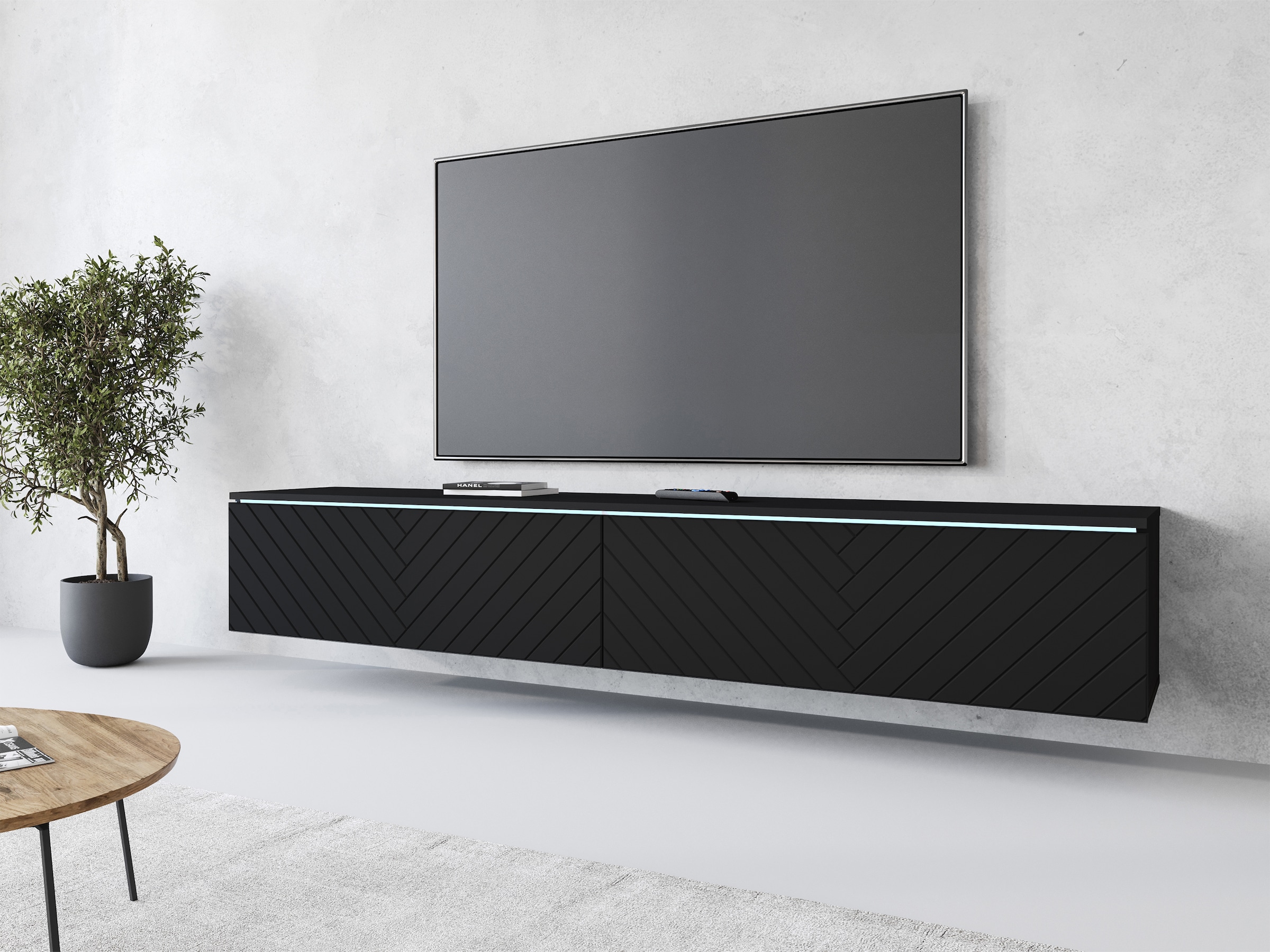 Home affaire Lowboard "Vera, wahlweise mit oder ohne Beleuchtung" gefräste günstig online kaufen