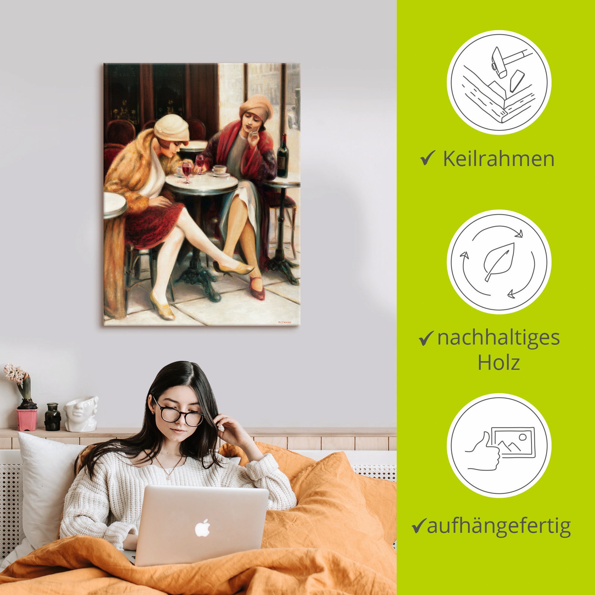 Artland Wandbild »Cafe II«, Frau, (1 St.), als Leinwandbild, Poster in verschied. Größen