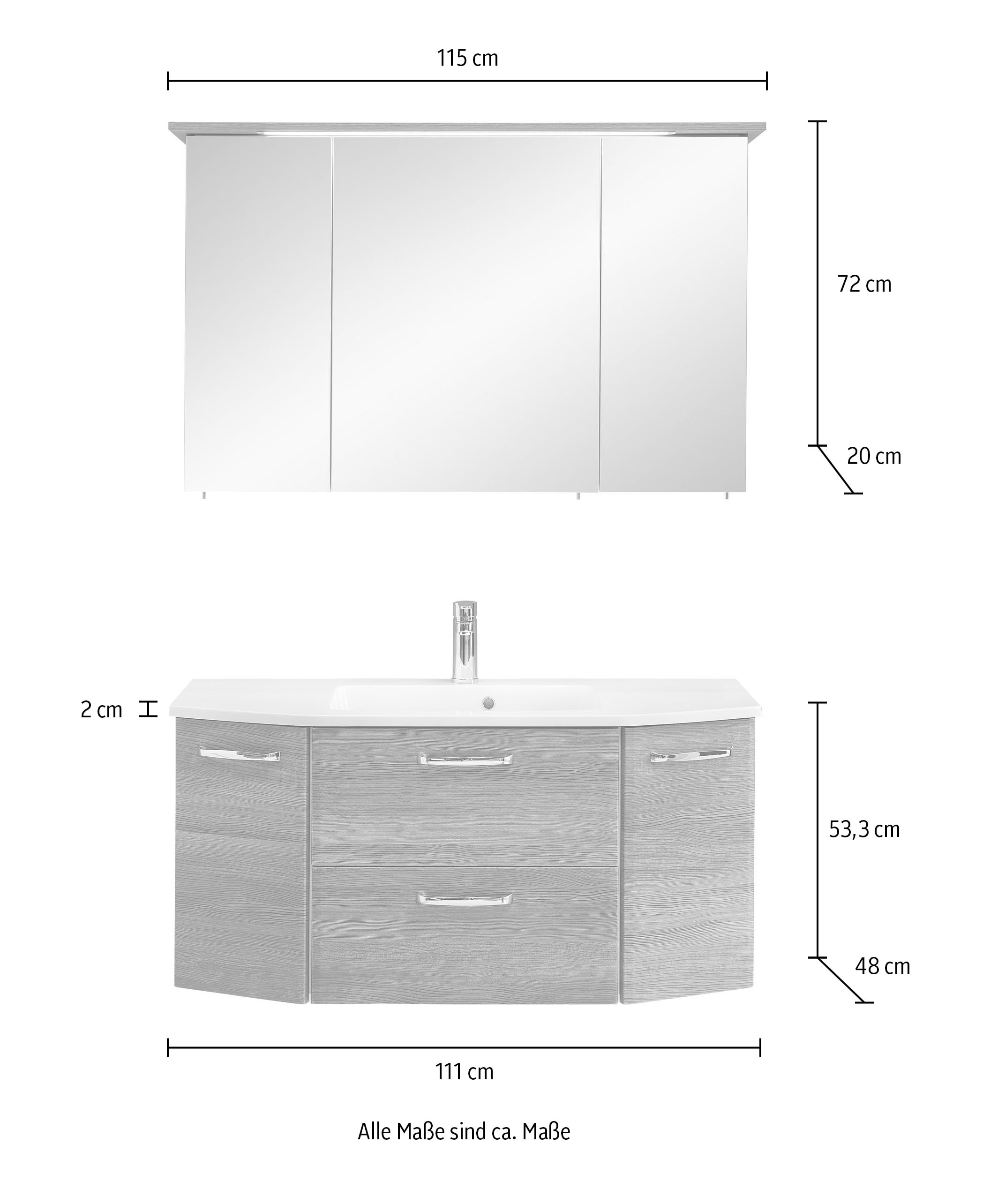 Saphir Badmöbel-Set »3-teilig, mit Spiegelschrank« Set, 3 Stk. tlg.