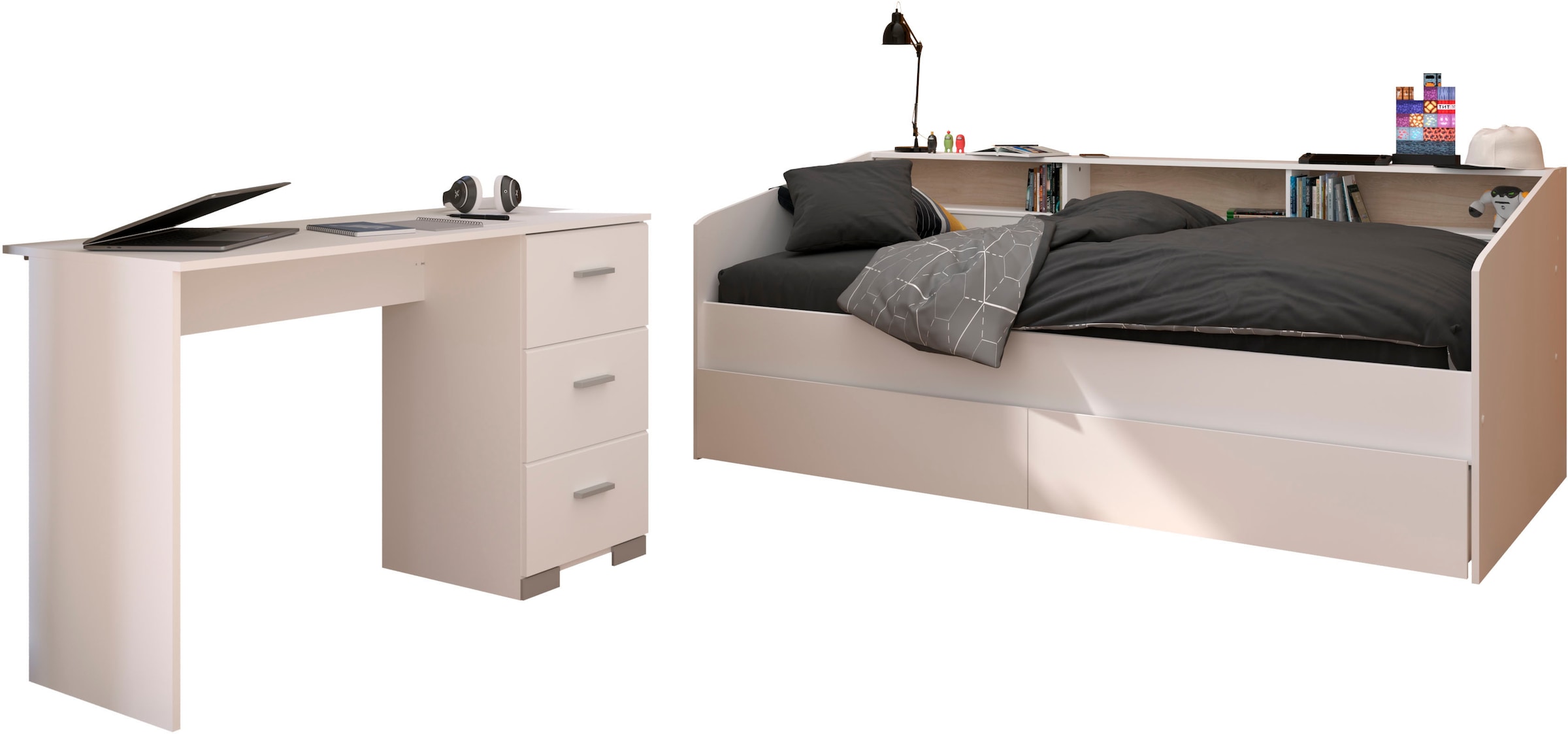 Parisot Jugendzimmer-Set »Sleep 41«, (Set, 3 tlg.), Rückwände der Fächer am Bett drehbar