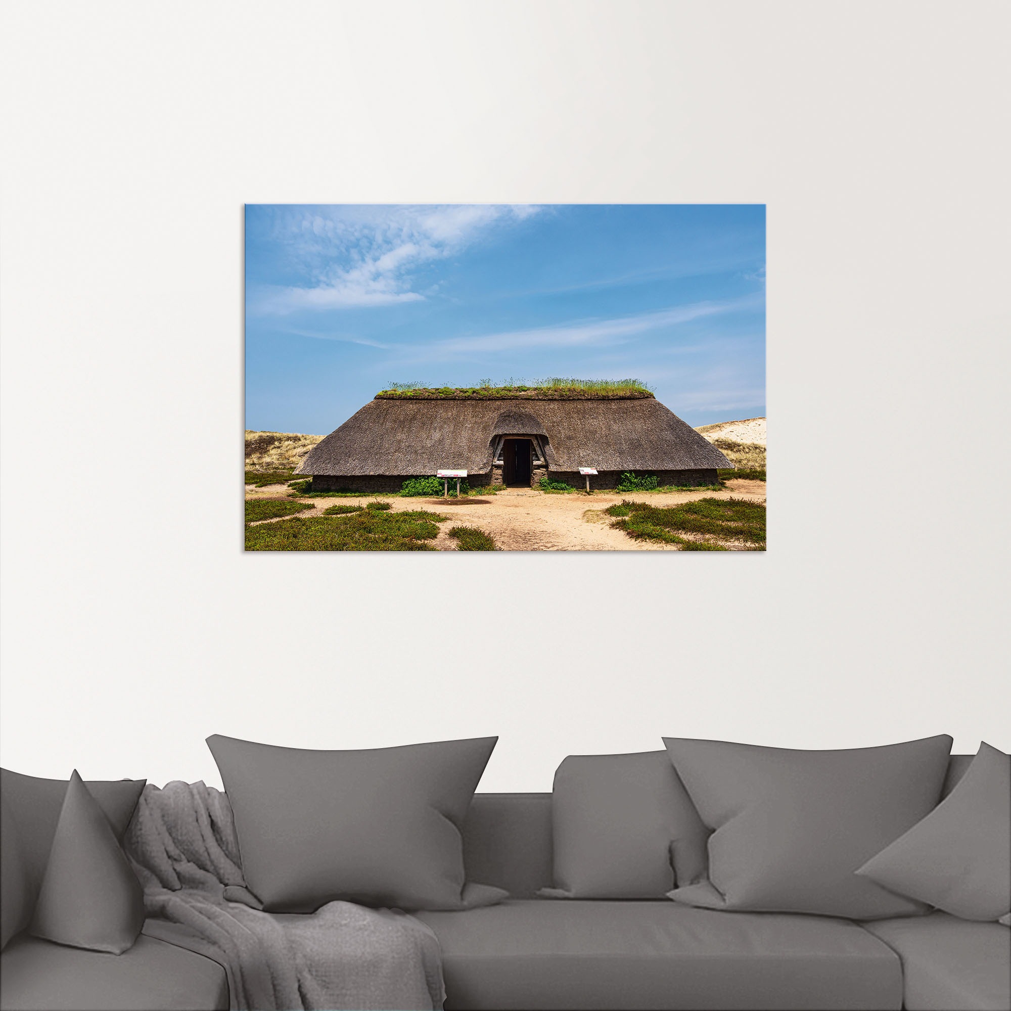Artland Wandbild »Eisenzeithaus in den Dünen auf Amrum«, Gebäude, (1 St.), als Alubild, Leinwandbild, Wandaufkleber oder Poster in versch. Größen