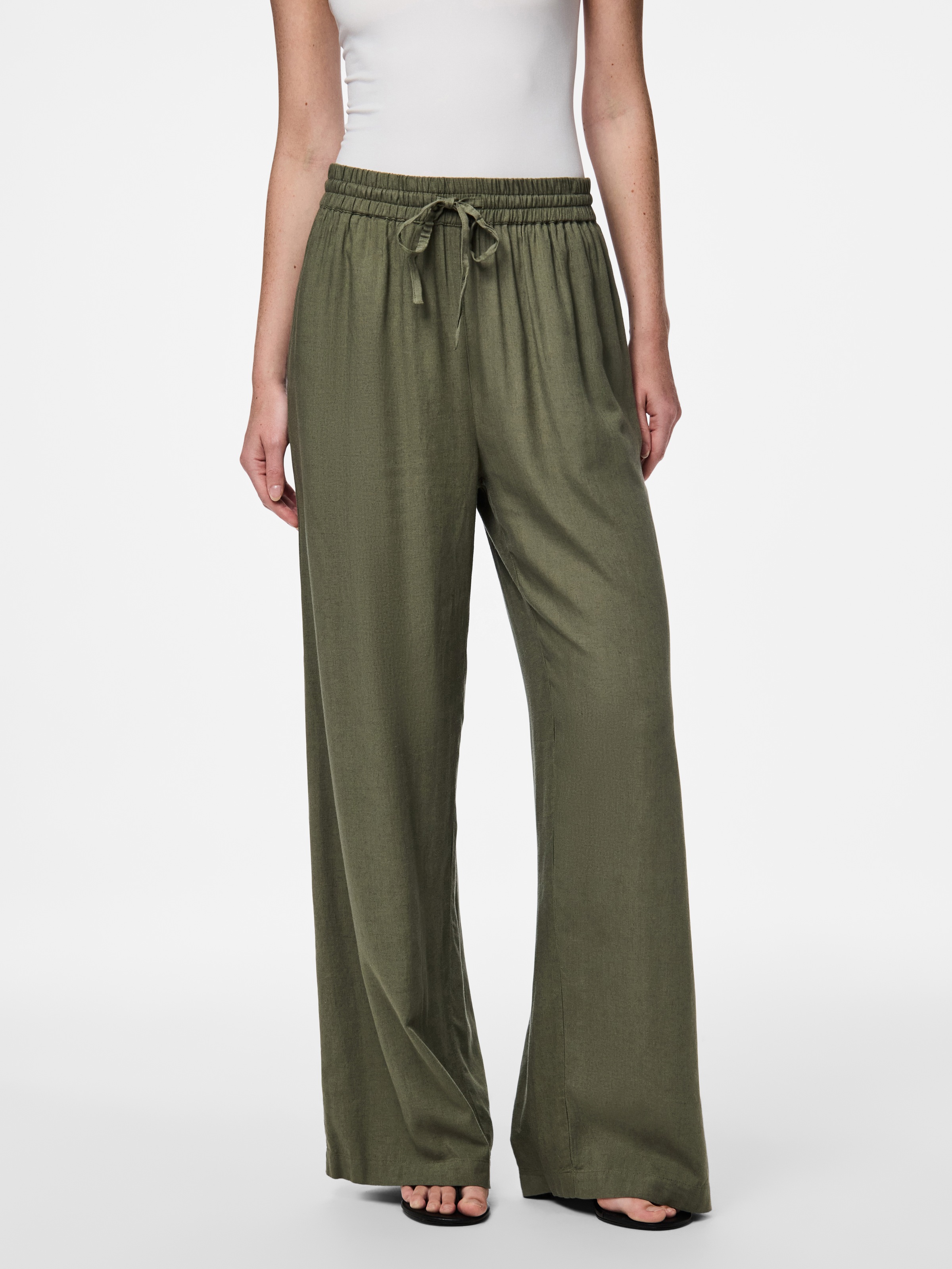 pieces Schlupfhose "PCPIA HW WIDE PANTS WVN NOOS", mit Leinen günstig online kaufen