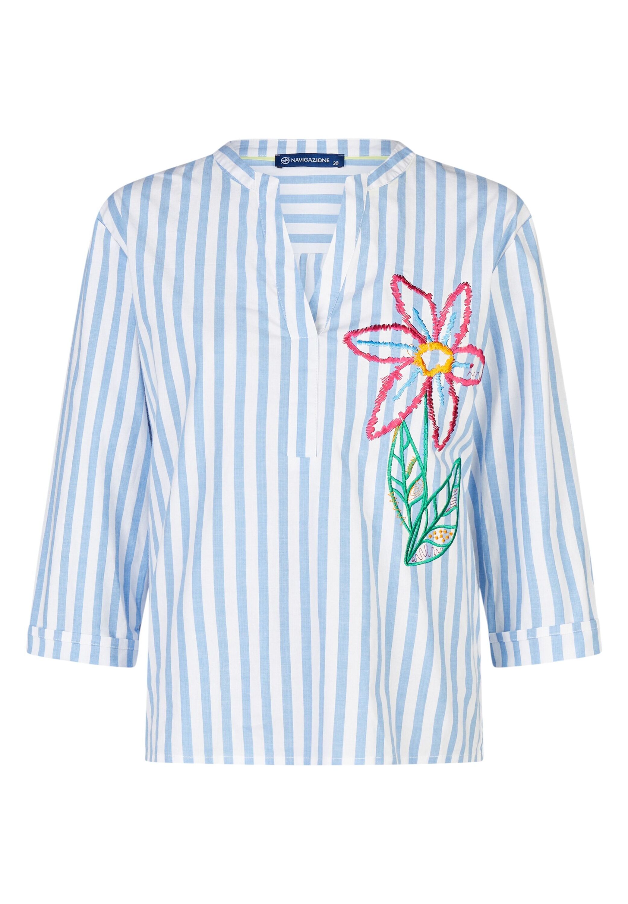 NAVIGAZIONE T-Shirt "NAVIGAZIONE Tunika" farbenfrohes, aufwendig gesticktes Blumenmotiv