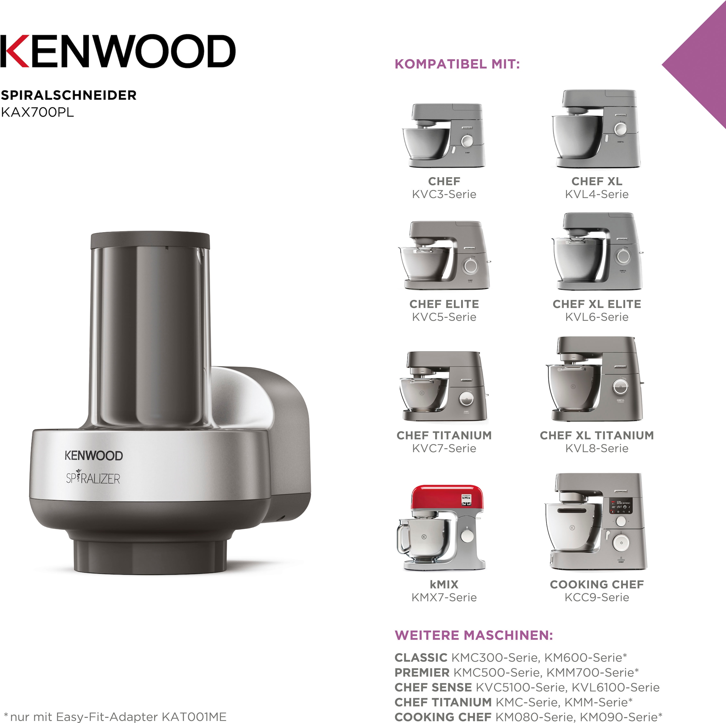 KENWOOD Spiralschneideraufsatz »KAX700PL«