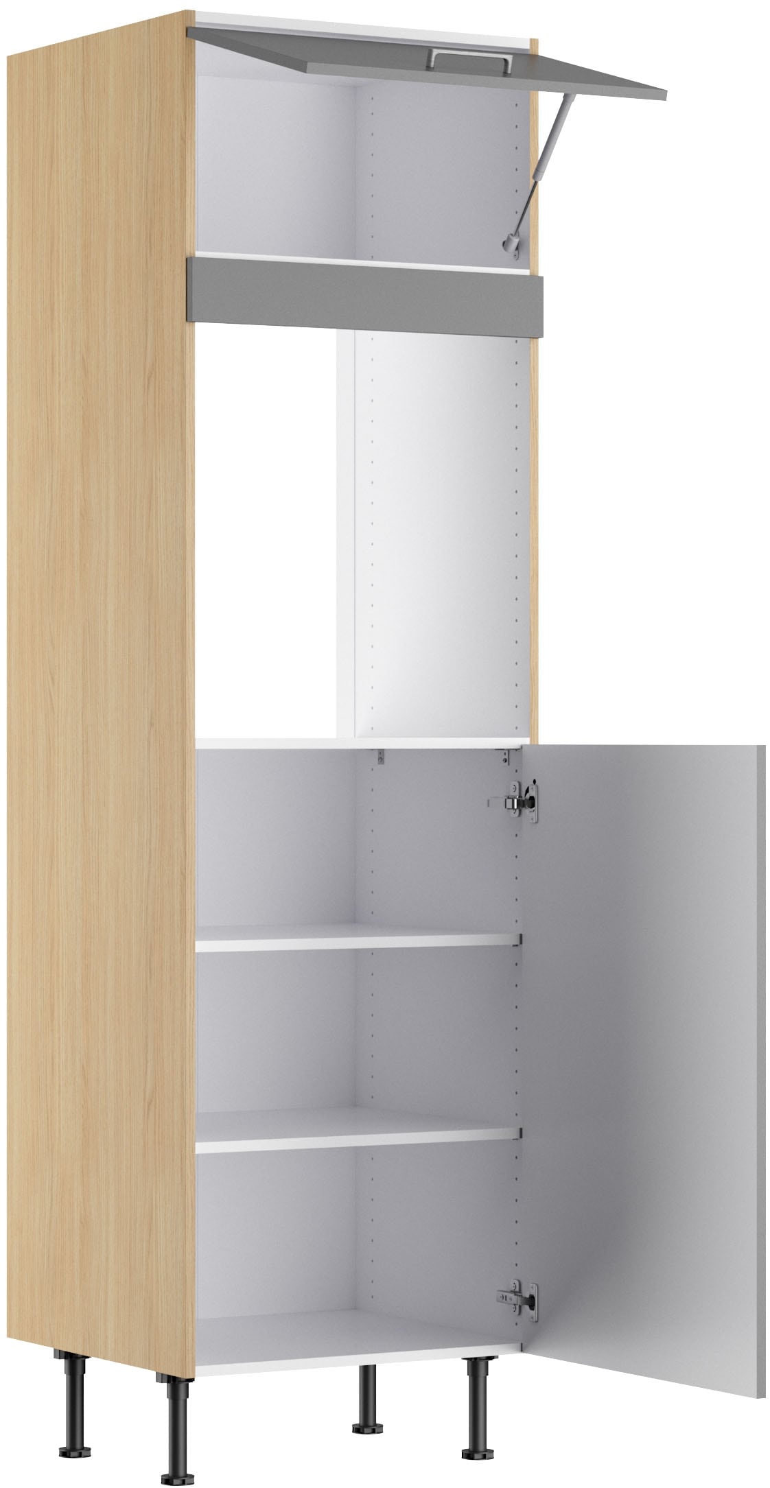 KOCHSTATION Backofenumbauschrank »KS-Lucy« Breite 60 cm, mit 1 Tür, 1 Klappe, Soft-Close, höhenverstellbare Füße