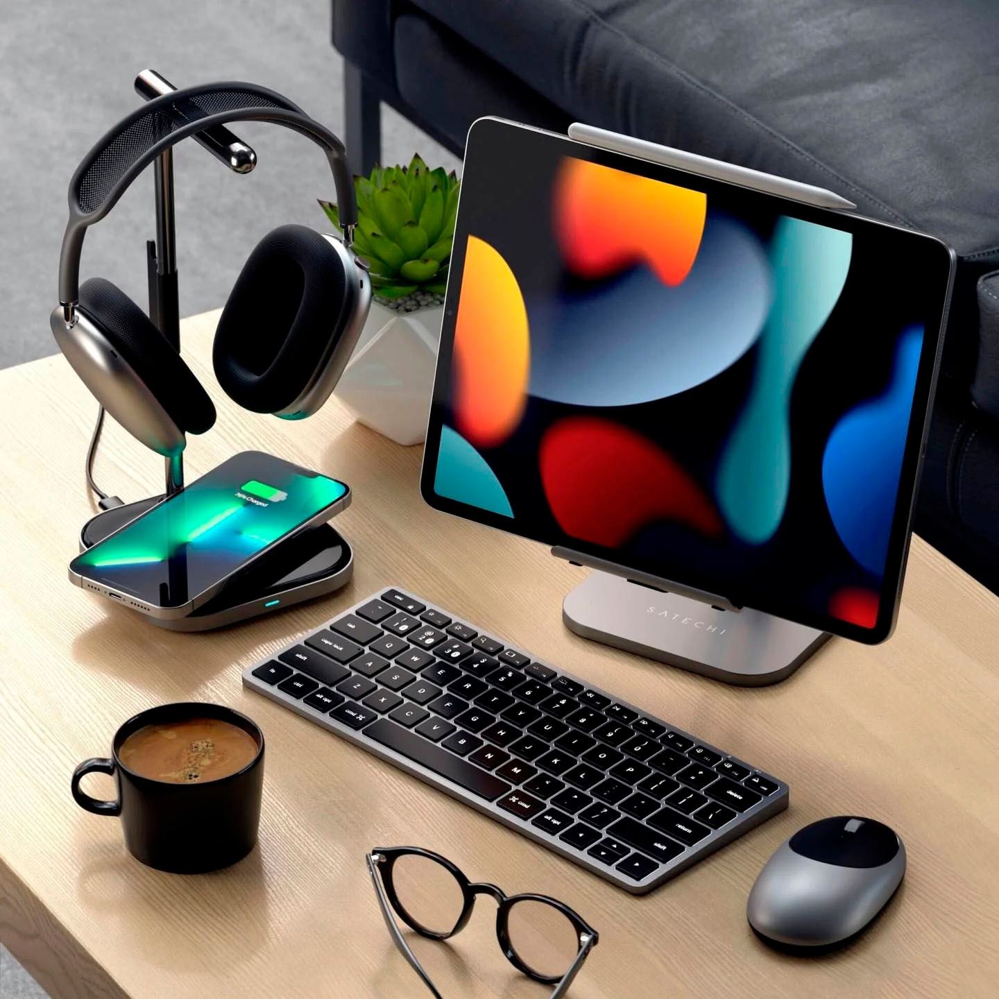 Satechi Wireless-Tastatur »Slim X1«, (Fn-Tasten-Lautstärkeregler-Multimedia-Tasten-USB-Anschluss-iOS Sondertasten)