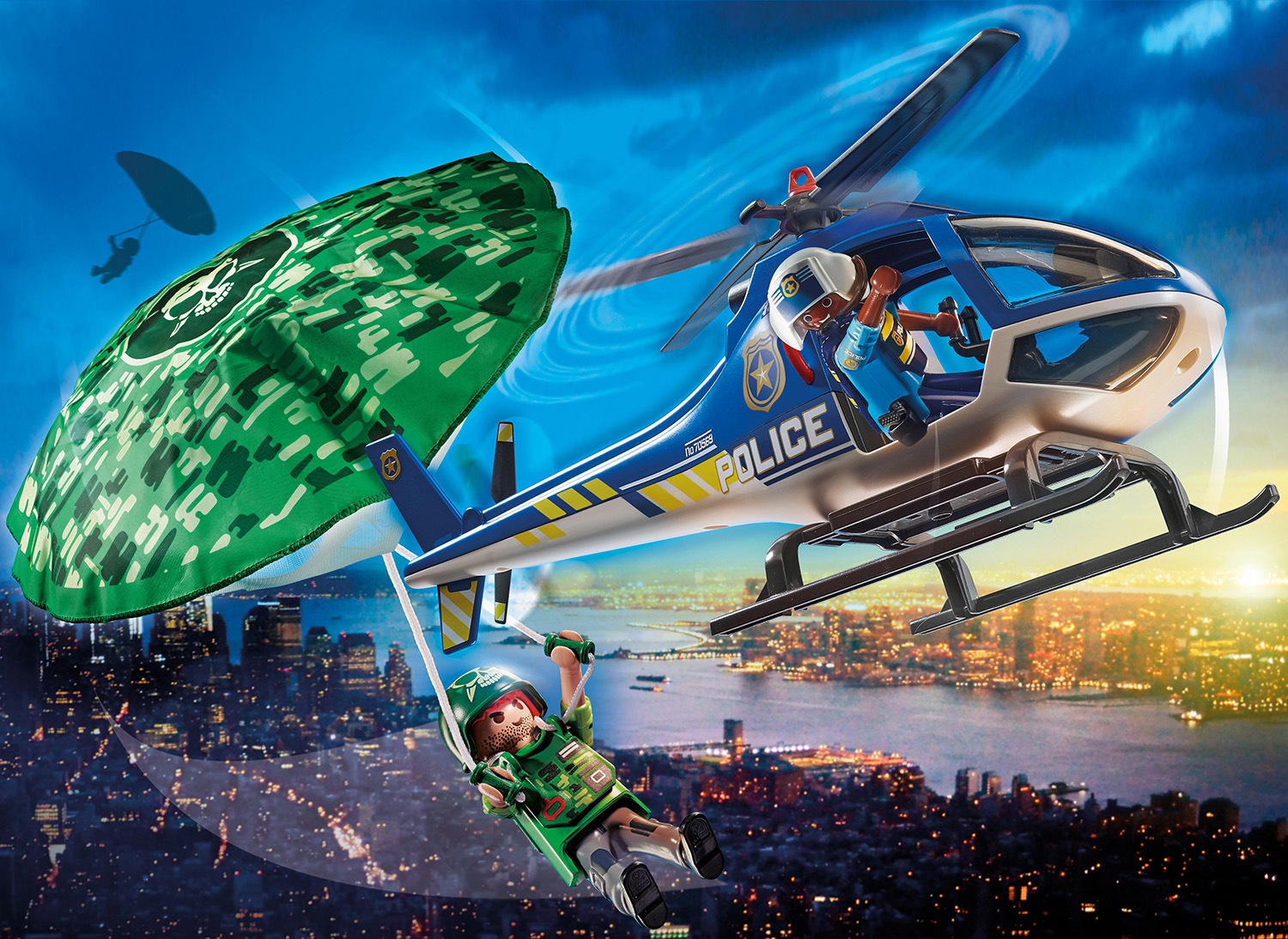 Playmobil® Konstruktions-Spielset »Polizei-Hubschrauber: Fallschirm-Verfolgung (70569), My Action Heroes«, (19 St.), Made in Germany