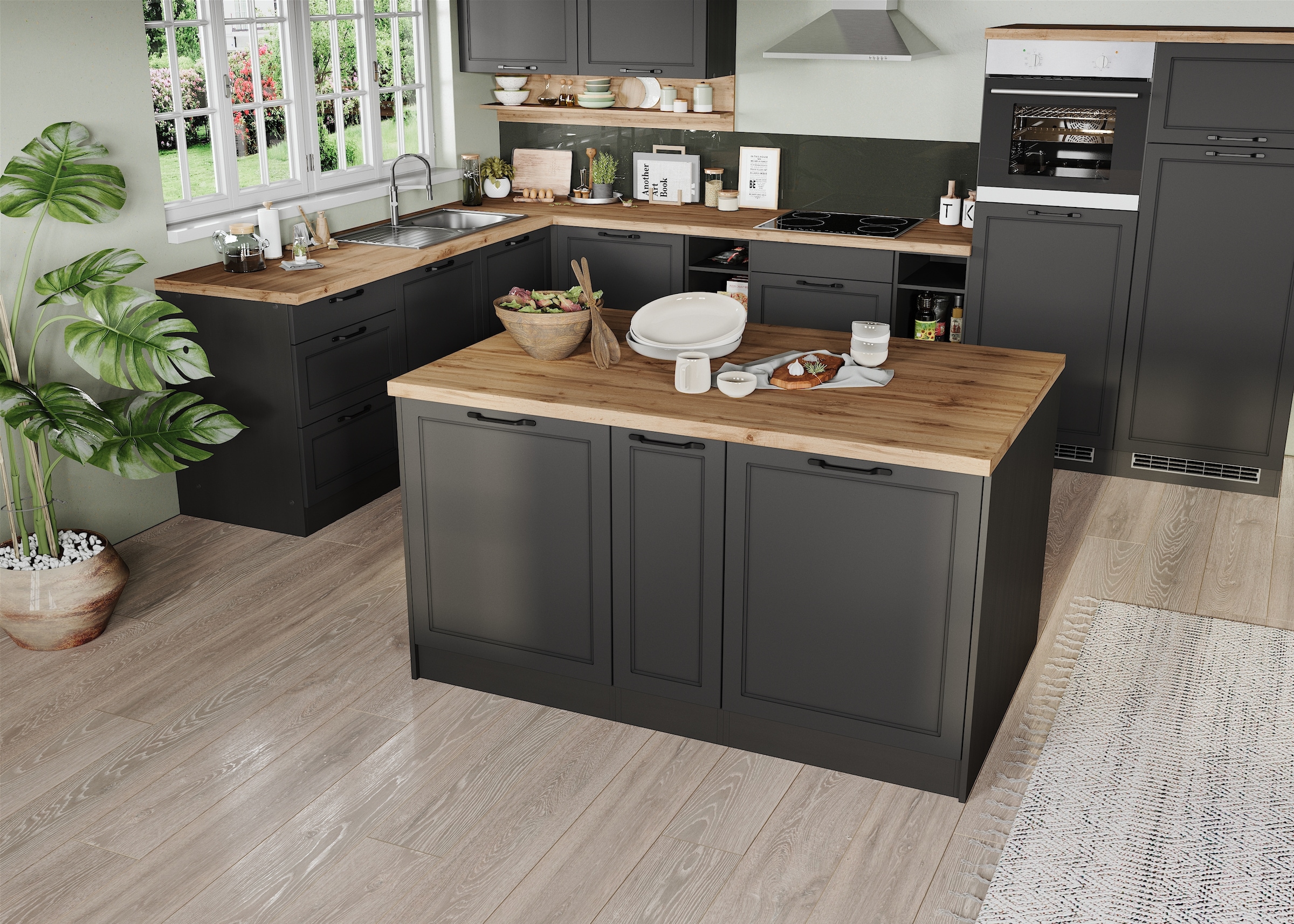 KOCHSTATION Kücheninsel »KS-Lana, Breite 153 cm«, MDF-Fronten, Arbeitsplatte 38mm stark