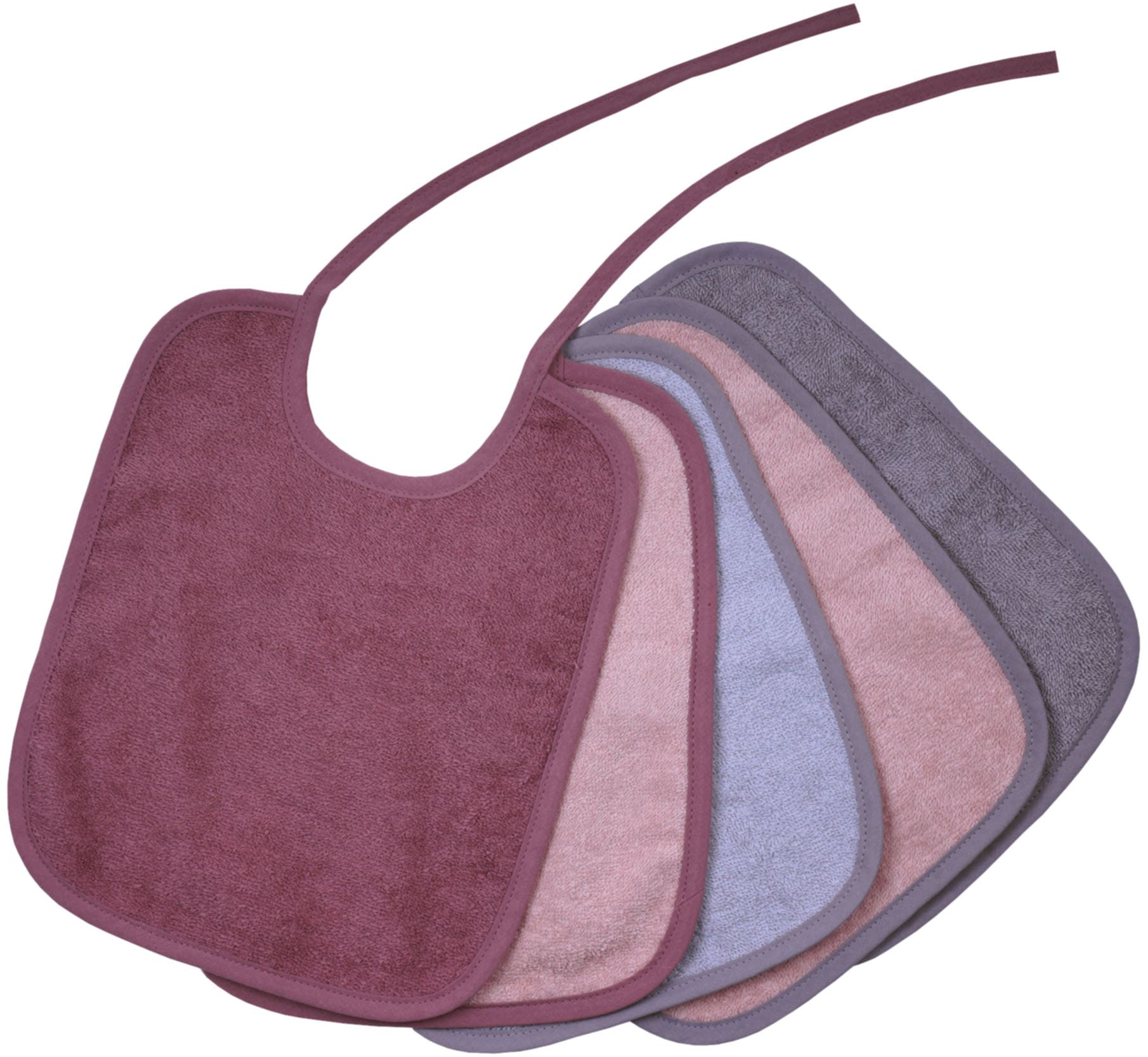 WÖRNER Baby Lätzchen "Bindelätzchen 5er Pack 25x30 cm", rosa, Obermaterial: 100% Baumwolle, Lätzchen, großes Set, maschinenwaschbar, trocknergeeignet