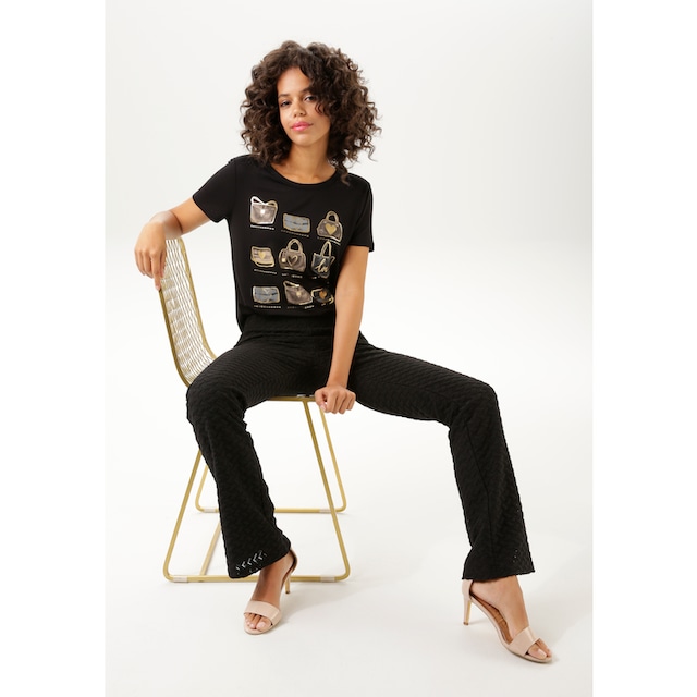 Aniston CASUAL T-Shirt, Frontdruck, teilweise mit glitzerndem Folienprint -  NEUE KOLLEKTION online bestellen | BAUR