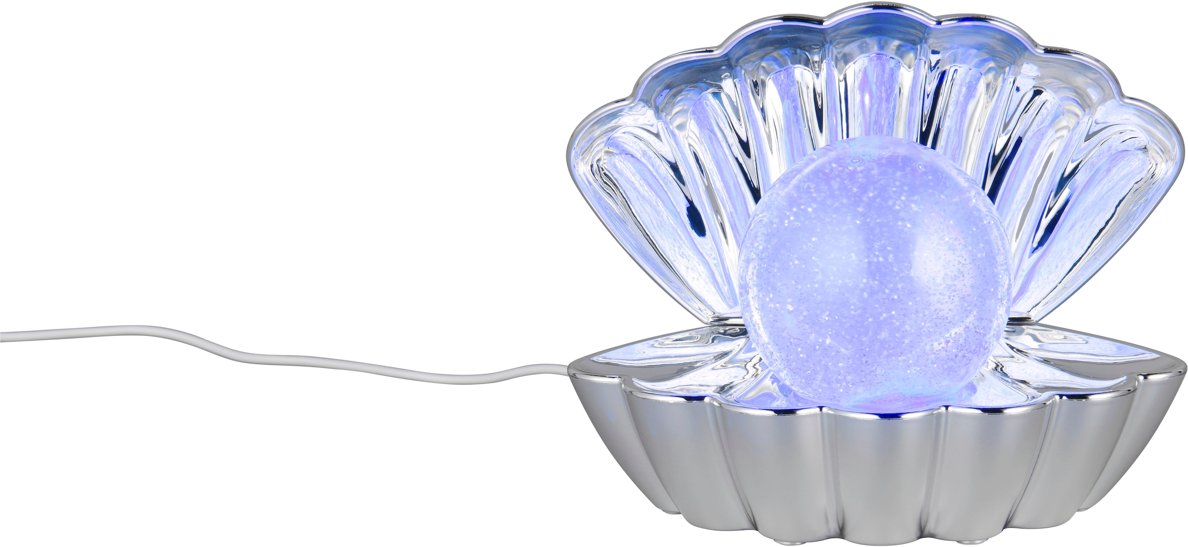 REALITY Leuchten LED Tischleuchte »SHELLY, Deko Tischlampe in Muschelform mit RGB Farbwechsel, 0,8W 15Lm« LED-Board 1 Stk. RGB Muschel Tischlampe mit Glitzerkugel und Farbwechsel inkl USB-Ladekabel
