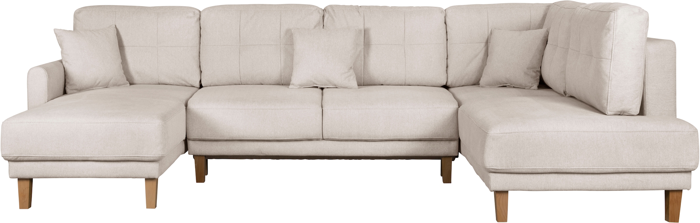 Home affaire Wohnlandschaft »TRIPLO U-Form wahlweise mit Schlaffunktion, B/T/H: 310/192/90 cm«, Schlafsofa, auch mit Bettkasten, Steppung im Rückenkissen