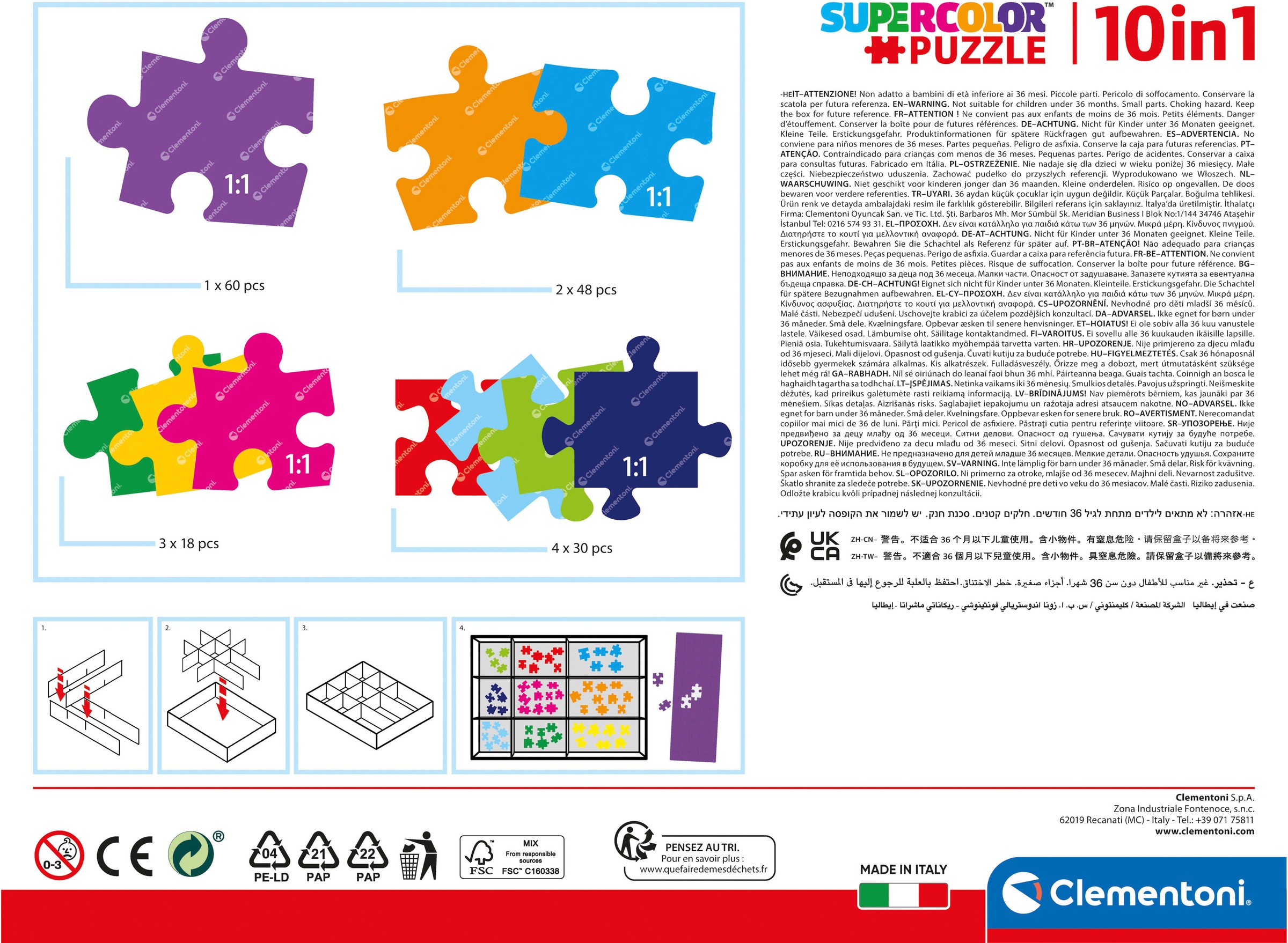 Clementoni® Puzzle »Supercolor, PAW Patrol 10 in1«, Made in Europe