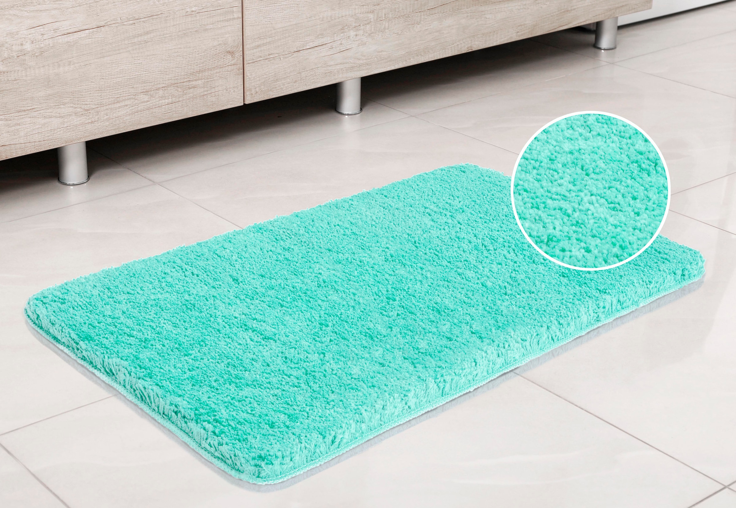 my home Badematte »Sanremo, Badvorleger, Badezimmer Teppich, sehr weich«, rutschhemmend beschichtet, fußbodenheizungsgeeignet-schnell trocknend, Badteppich, unifarben, rechteckig, rund & als 3-tlg. Set erhältlich