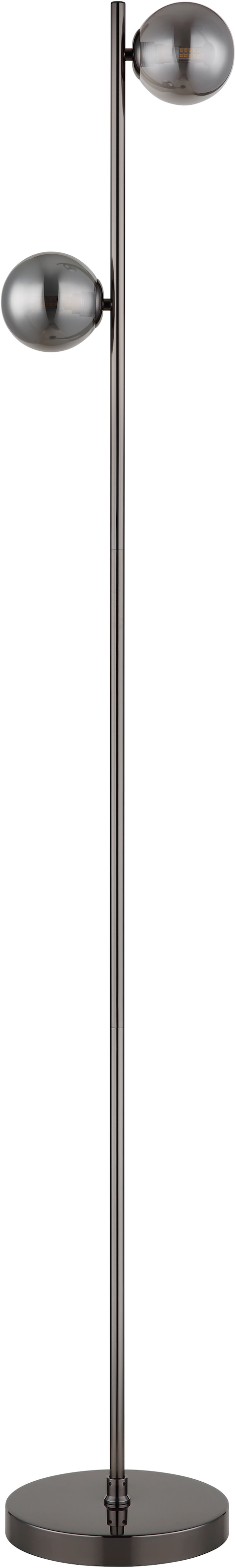 my home Stehlampe »Arlo, Metall schwarz-chromfarben, rauchfarbenes Glas« G9 1 Stk. 180cm Kabellänge,  2x  LED exkl.