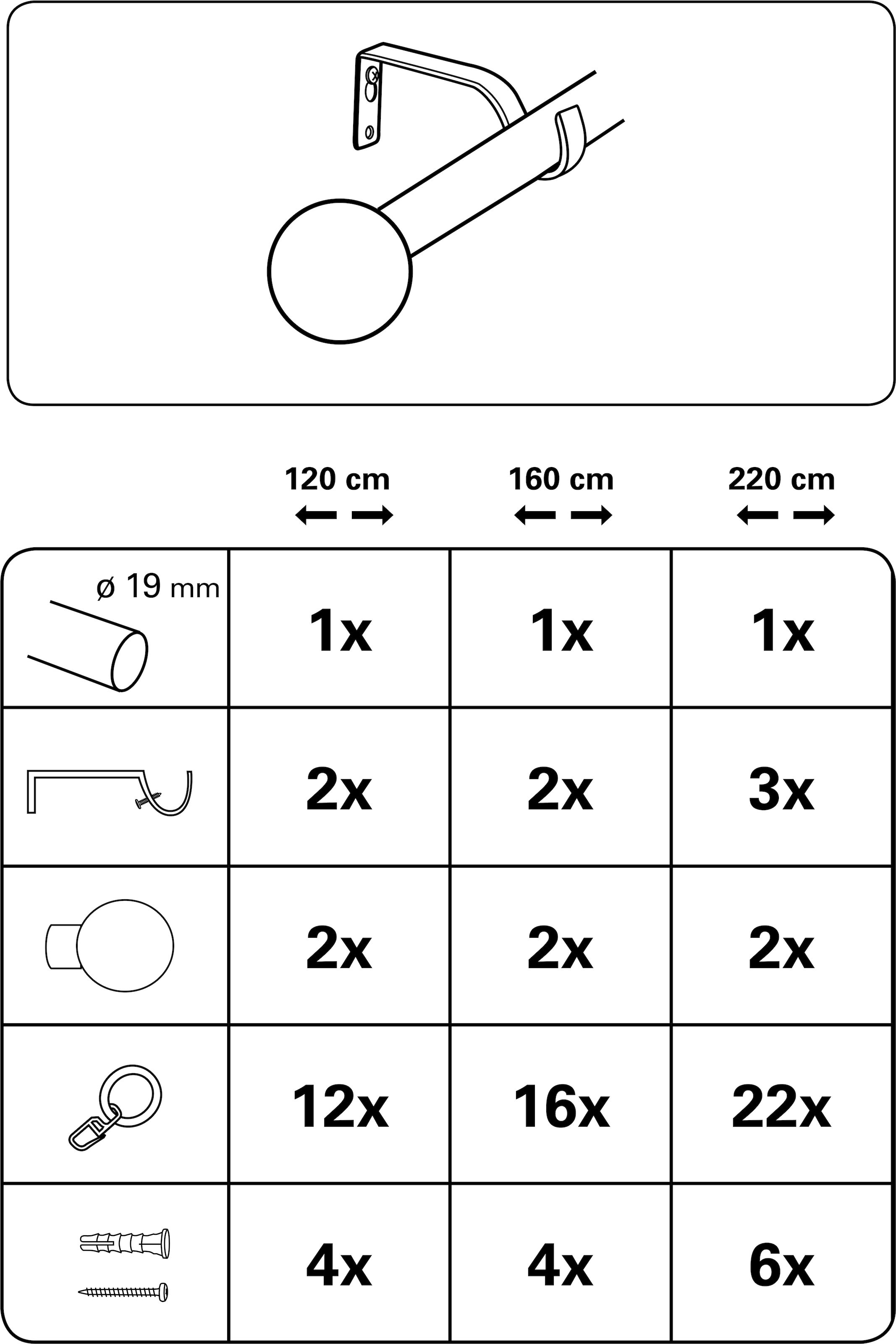 GARDINIA Gardinenstange »Set Metall«, 1 läufig-läufig, Fixmaß, 1-Lauf