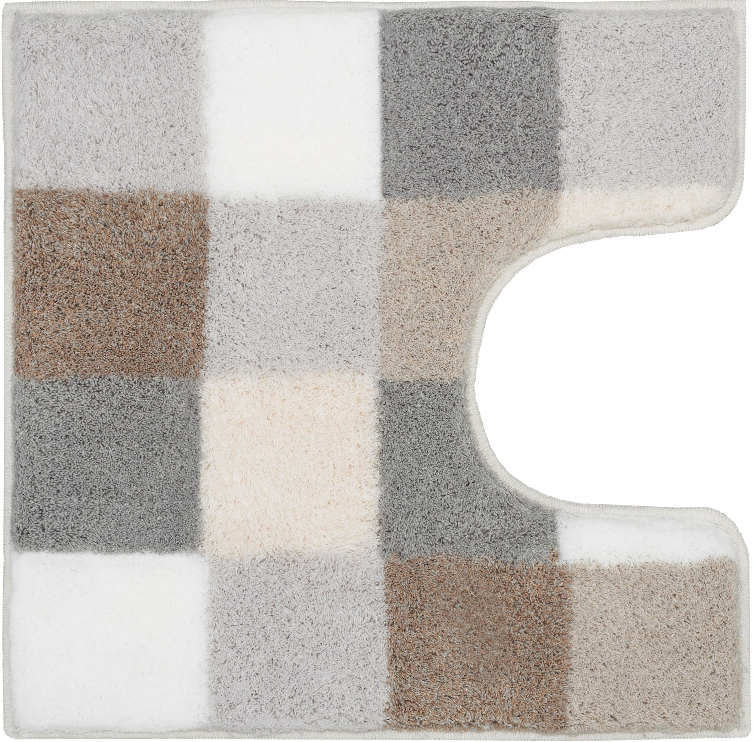 Kleine Wolke Badematte "Caro, Badvorleger, Badezimmer Teppich" Höhe 25 mm rutschhemmend beschichtet fußbodenheizungsgeeignet Badteppich, modernes Karo-Muster, Pastell-Farben, waschbar