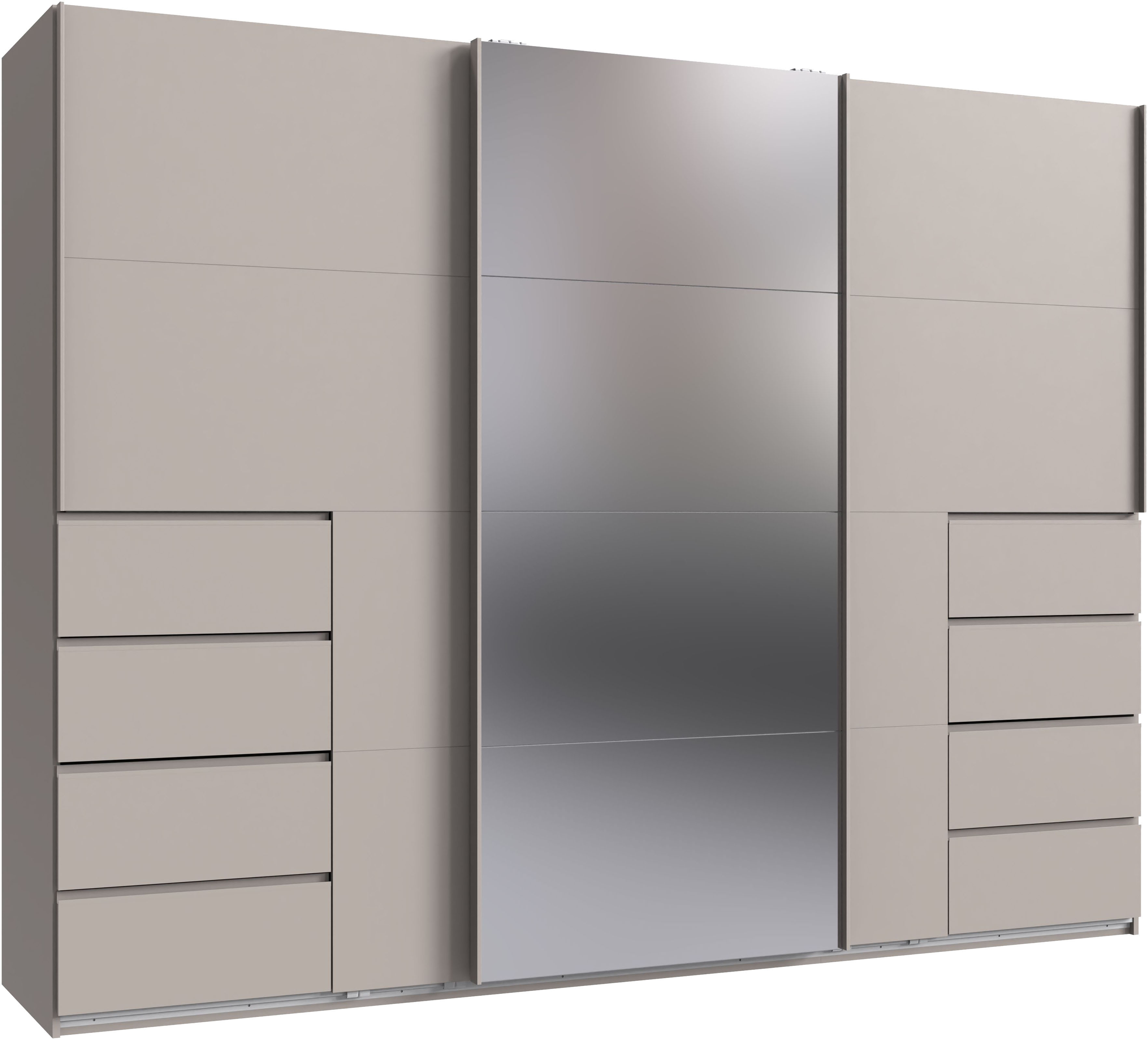 Wimex Schwebetürenschrank "Bali in den Breiten 225cm & 270cm, Kleiderschrank mit Spiegel" Schrank mit 3 Türen, Farbe: Kaschmir
