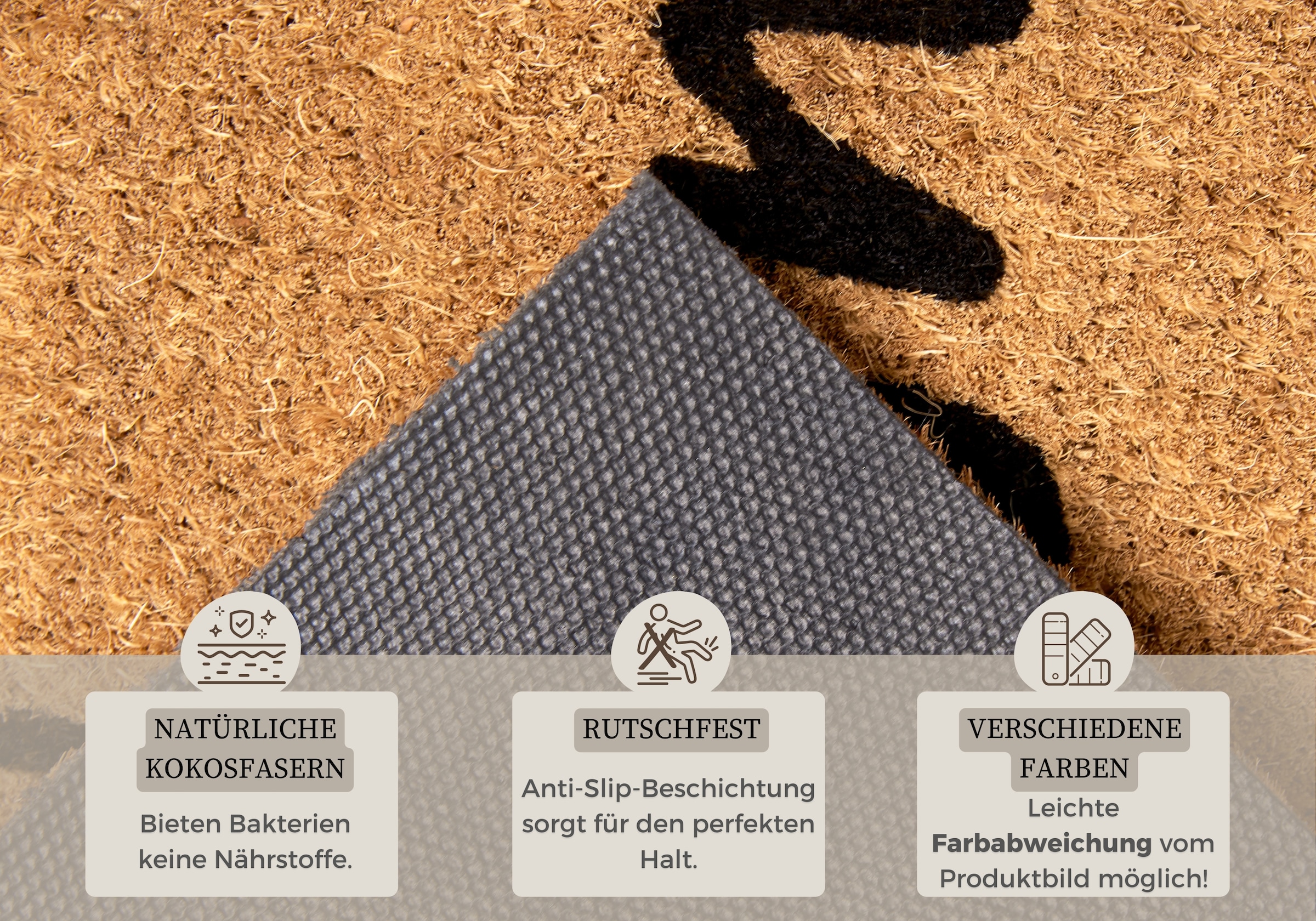 HANSE Home Fußmatte »Welcome, Türmatte«, rechteckig, 15 mm Höhe, Kokos, Schmutzfangmatte, Outdoor, Rutschfest, Innen, Kokosmatte, Flur