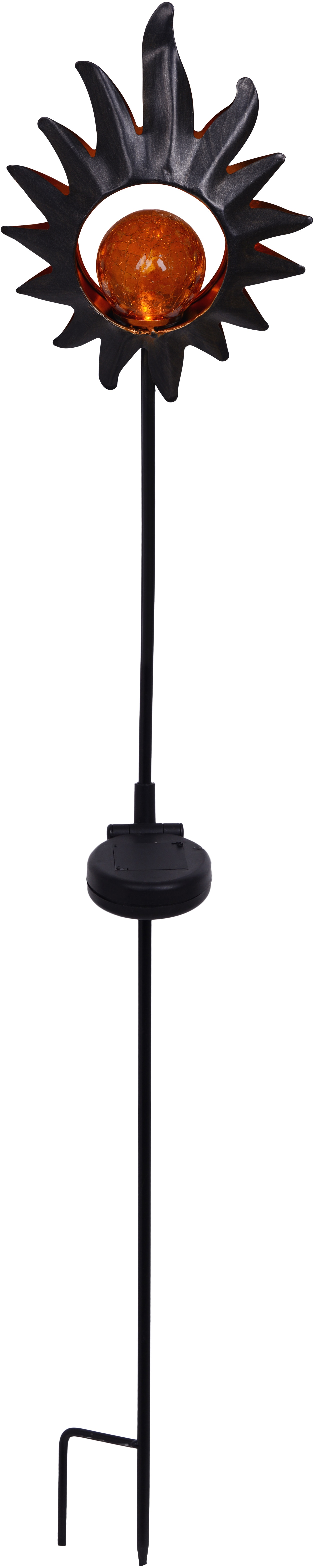 näve LED Gartenleuchte "Sonne" LED-Modul 1 Stk. Warmweiß Ein- /Ausschalter, Kupfer, Gesamthöhe: 93,5cm, Mtaerial: Metall/Glas