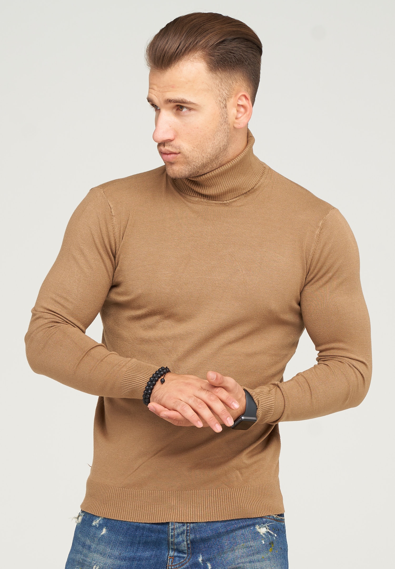 behype Rollkragenpullover "TIBERIUS", im modischen Slim Fit-Schnitt