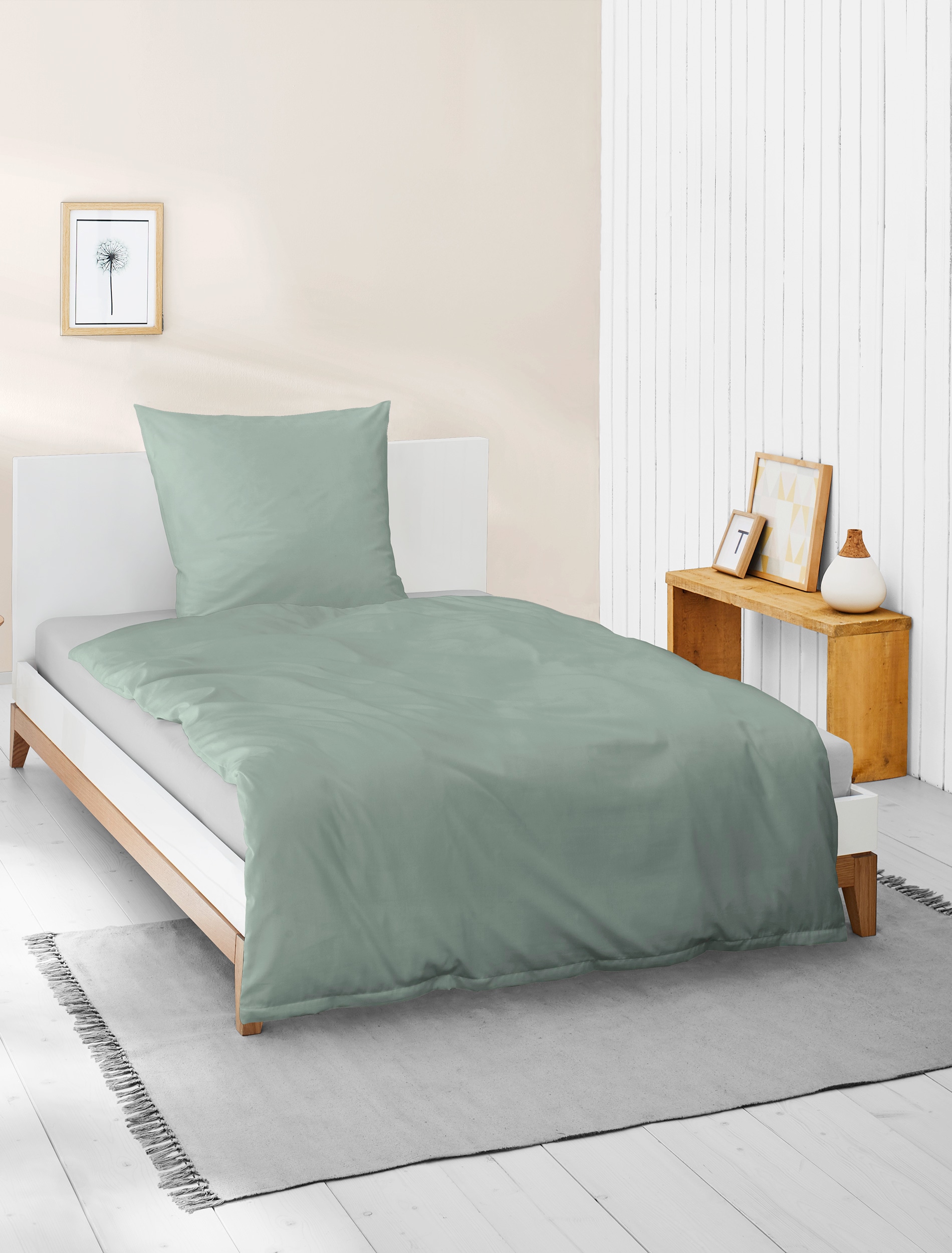 BIERBAUM Bettwäsche "Elegant uni" 2 Stk. Mako-Satin, 100 % Baumwolle, Uni, günstig online kaufen