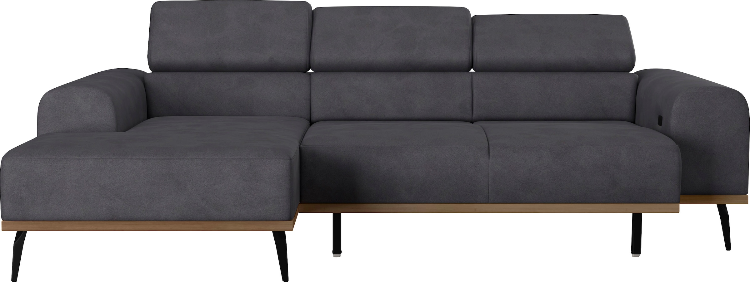 PLACES OF STYLE Ecksofa »Carlo L-Form« mit Kopfteilverstellung & Holz-Rahmenoptik, wahlweise Relaxfunktion