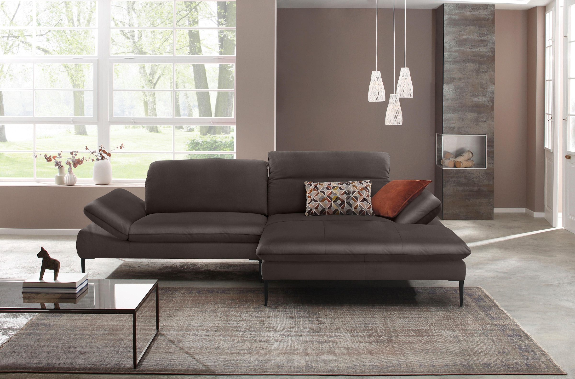W.SCHILLIG Ecksofa »enjoy&MORE, Designsofa, elegant und bequem, L-Form«, Sitztiefenverstellung, Füße schwarz pulverbeschichtet, Breite 294 cm