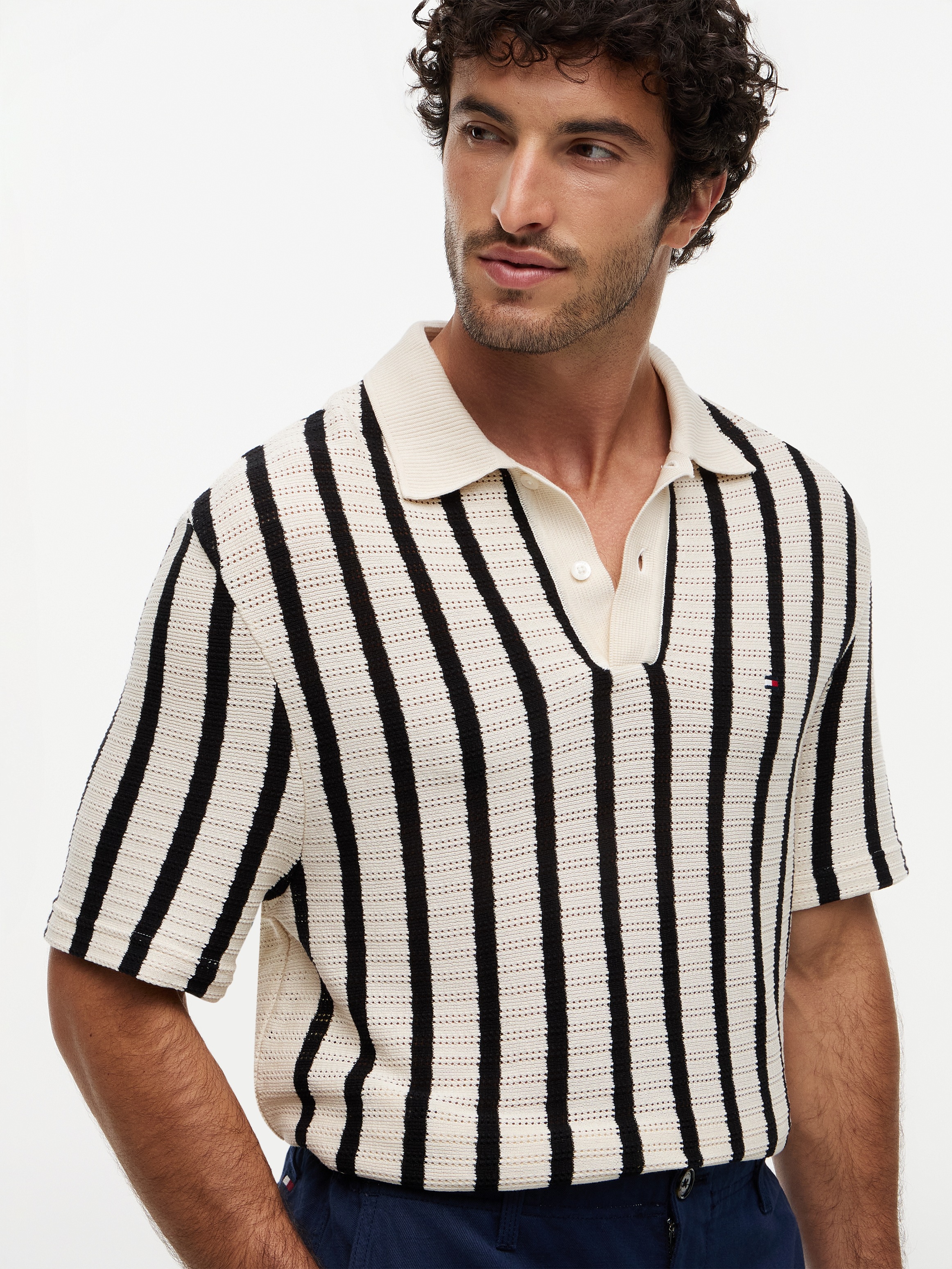 Tommy Hilfiger Poloshirt "OPEN KNIT RELAXED FIT POLO" aus Lochstrick, relax günstig online kaufen