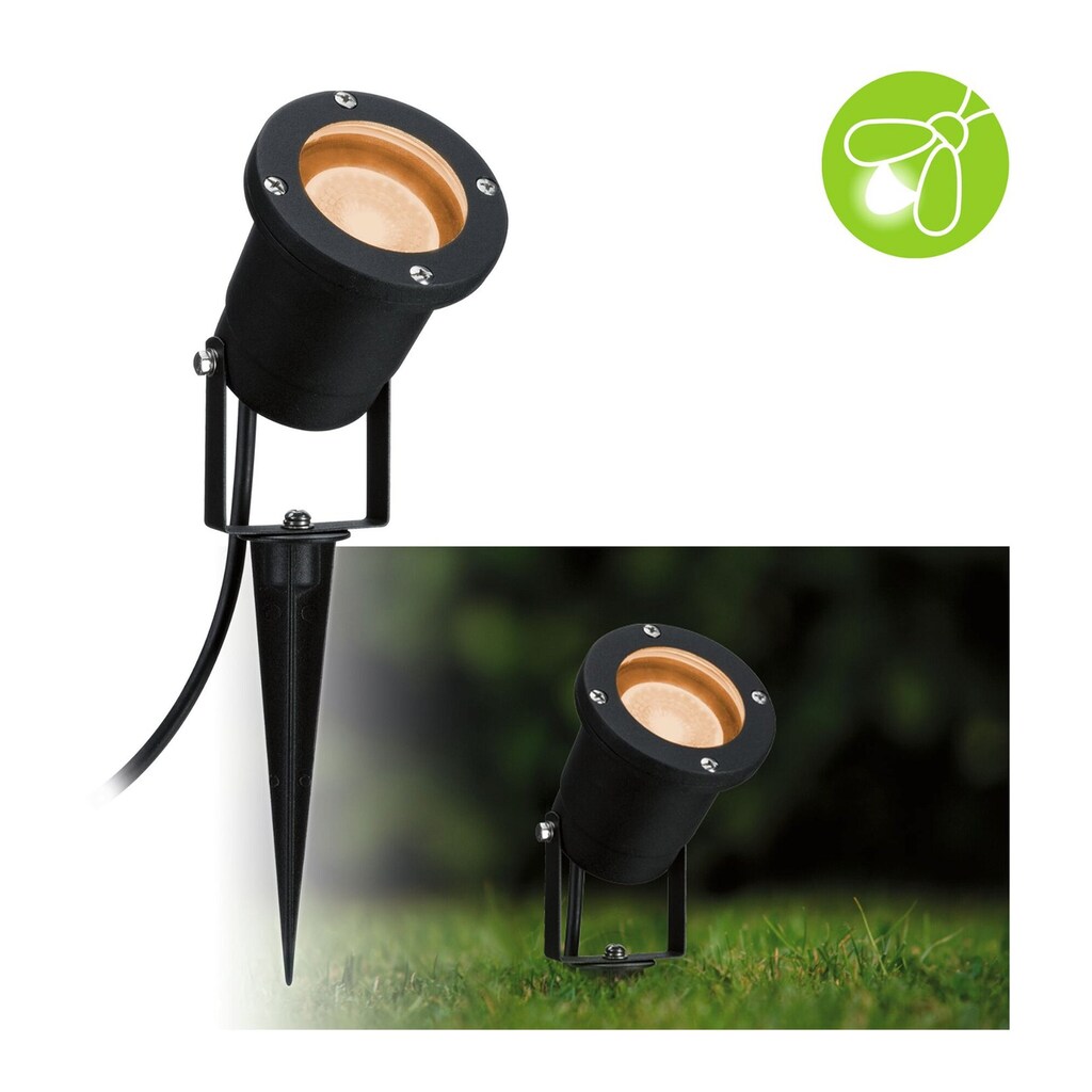 Paulmann LED Gartenstrahler »IP65 rund 92mm 2200K 4,3W 320lm 230V 38-38° Schwarz Metall«, 1 flammig-flammig