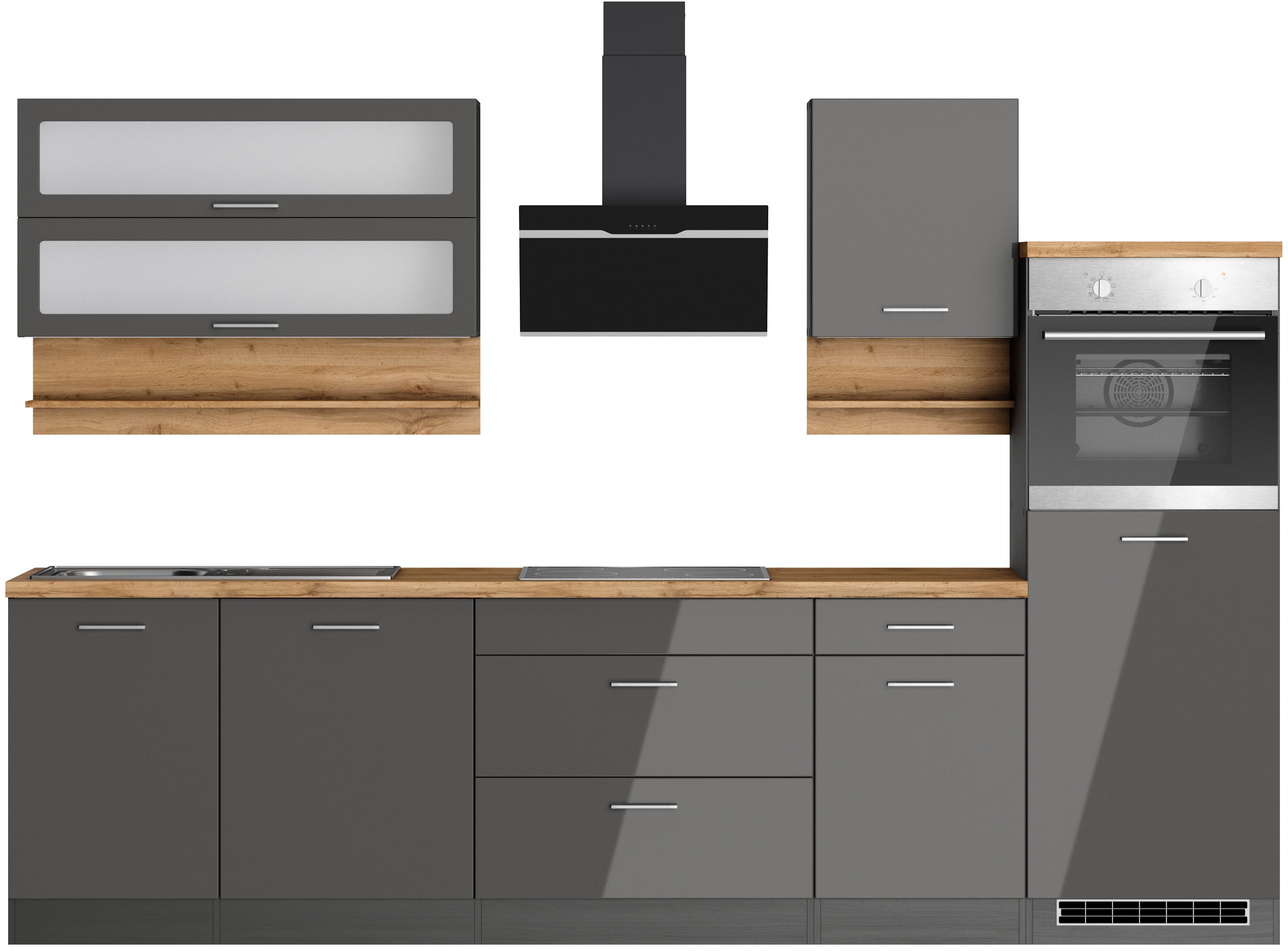 KOCHSTATION "KS-Milan" 300 cm breit, robuste Metallauszüge, viel Stauraum
