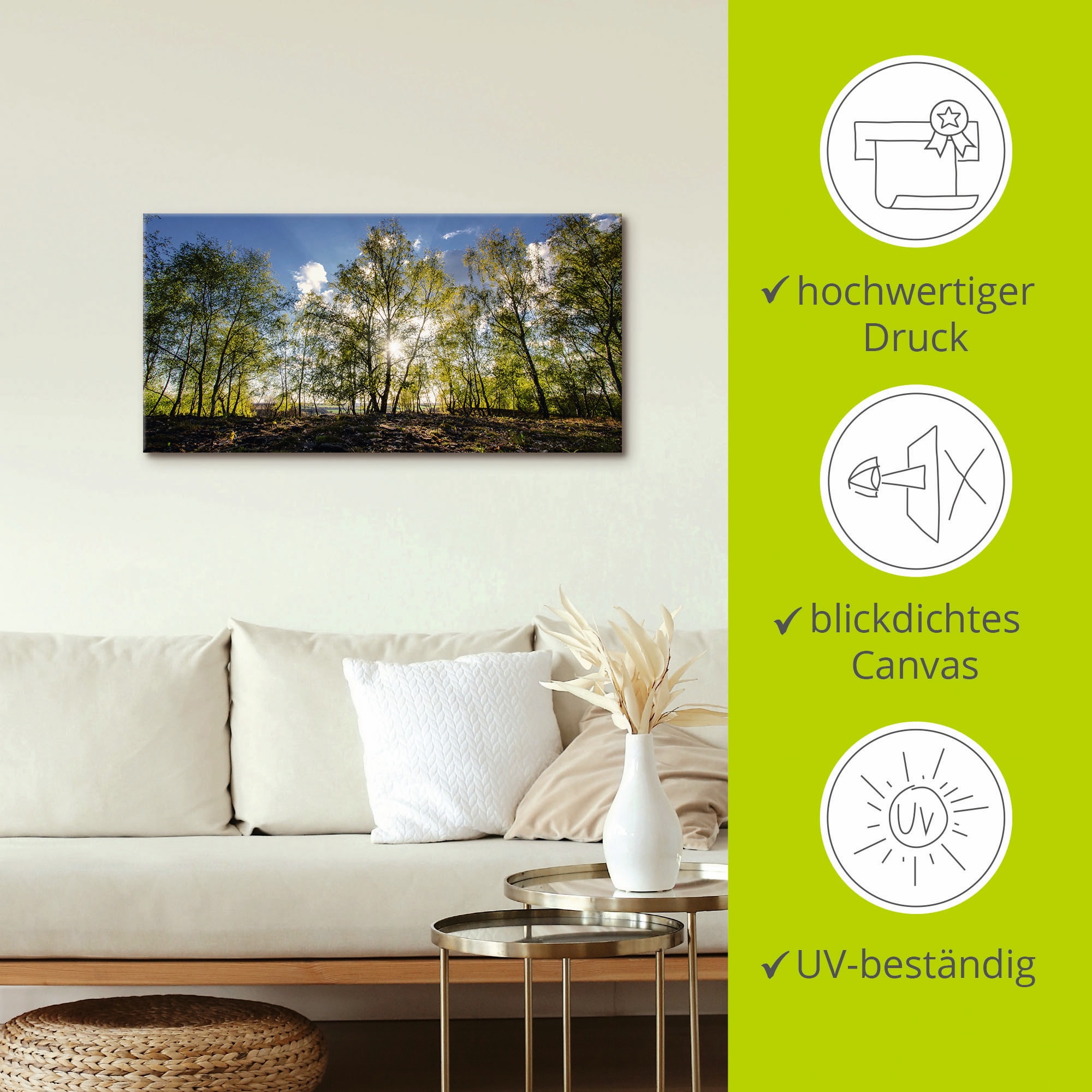 Artland Leinwandbild »Frühlingssonne«, Wald, (1 St.), auf Keilrahmen gespannt