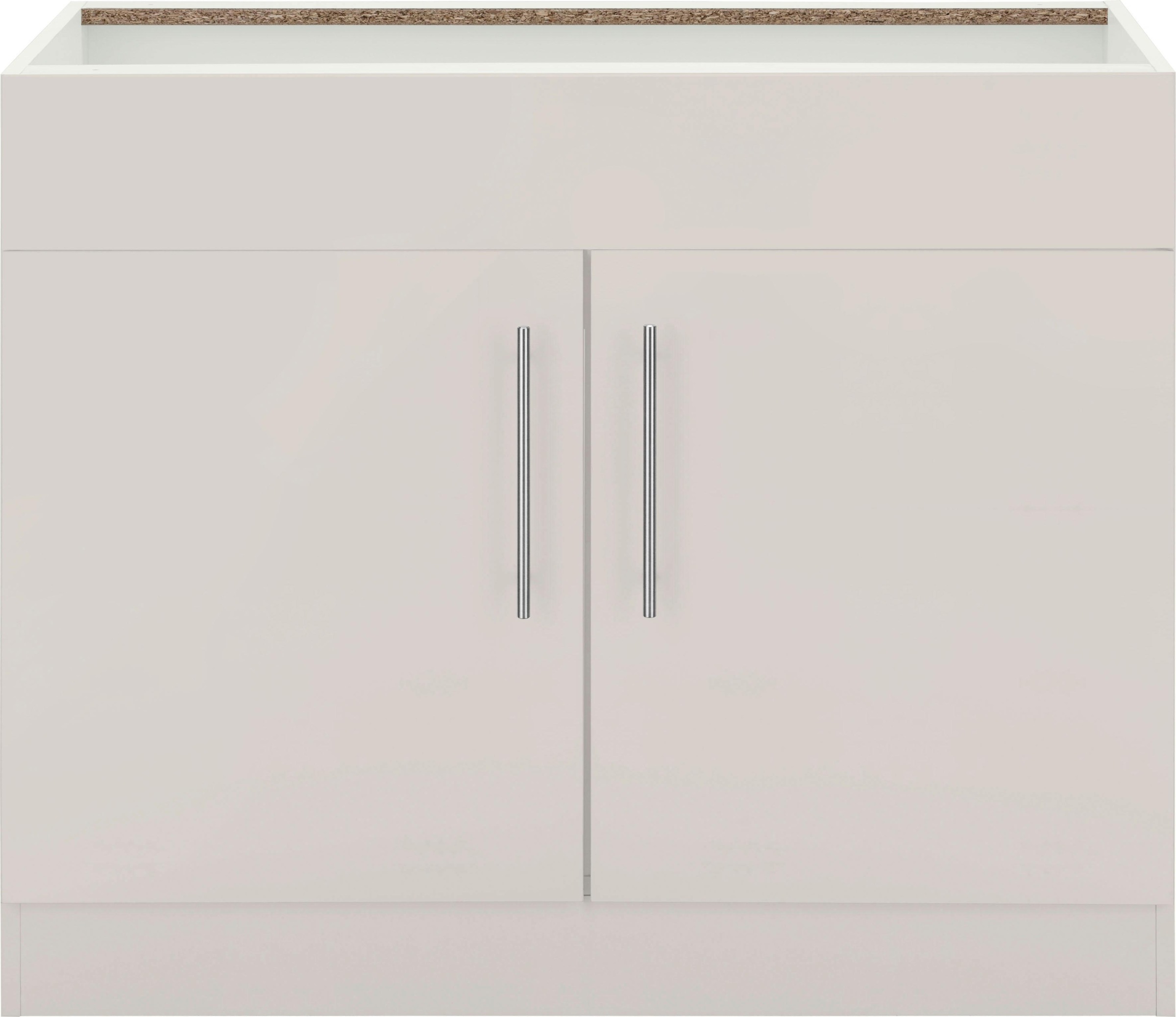 Spülenschrank WIHO KÜCHEN, B:100cm H:82cm T:57cm, beige, Küche, Schränke, "Cali, TOPSELLER", 100 cm breit, ohne Arbeitsplatte
