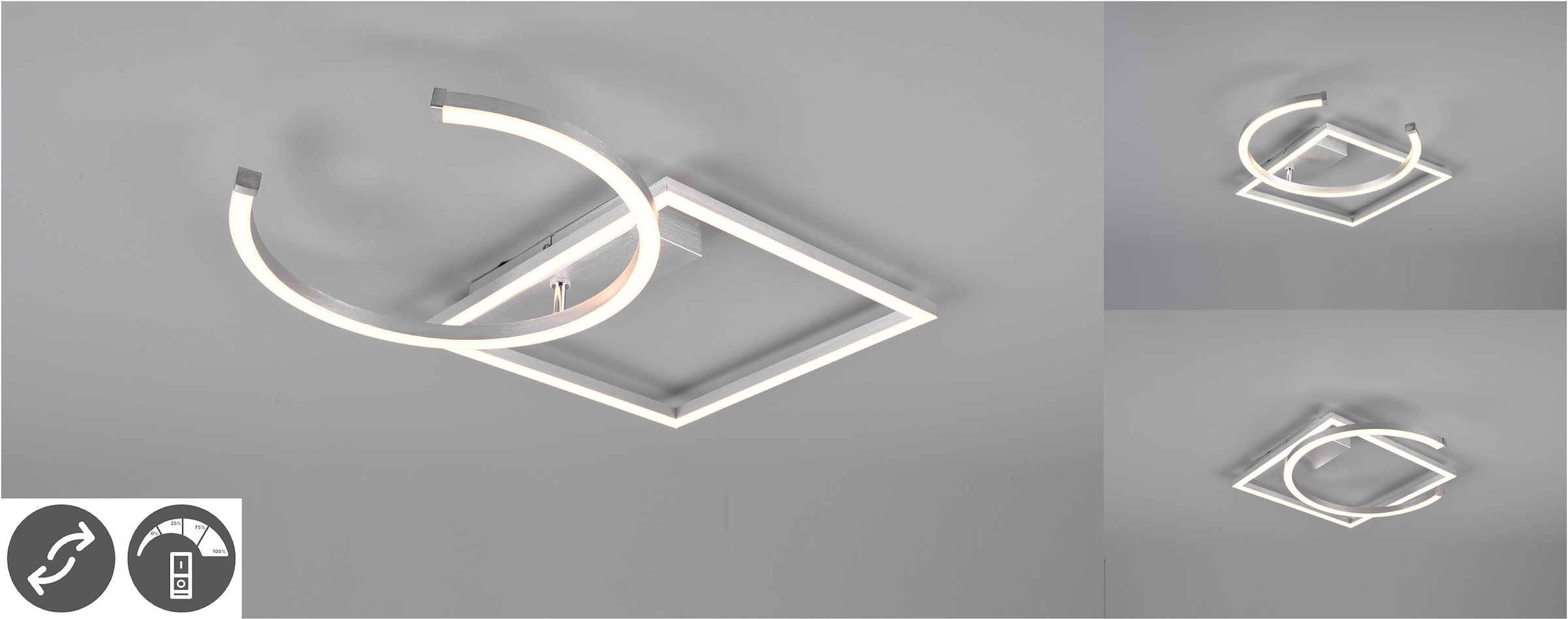 TRIO Leuchten LED Deckenleuchte »PIVOT«, 1 flammig-flammig, über Wandschalter  dimmbar, zur Wand-und Deckenmontage geeignet | BAUR