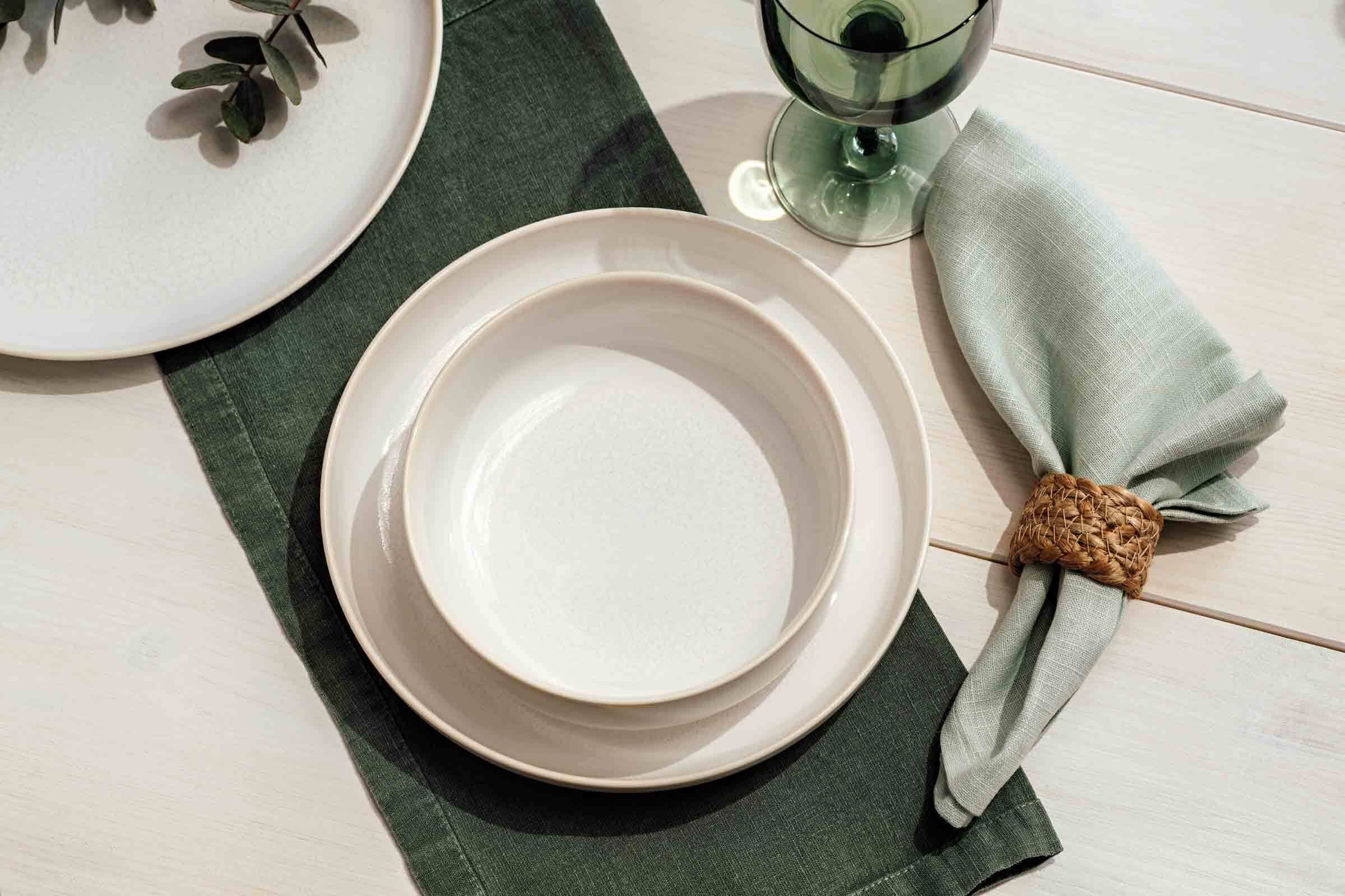 like. by Villeroy & Boch Geschirr-Set »Tafel-Set Crafted Cotton 4er Set beige« Spülmaschinengeeignet, Mikrowellengeeignet