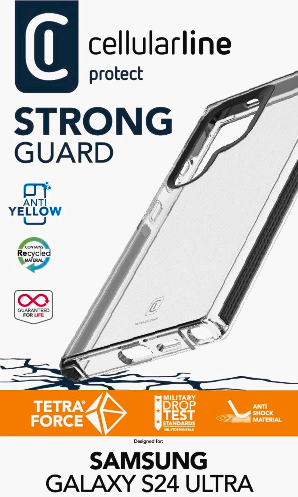 Cellularline Handyhülle »Hard Case Tetra Force für Samsung Galaxy S24 Ultra«, Handycover Backcover Schutzhülle Handyschutzhülle stoßfest kratzfest