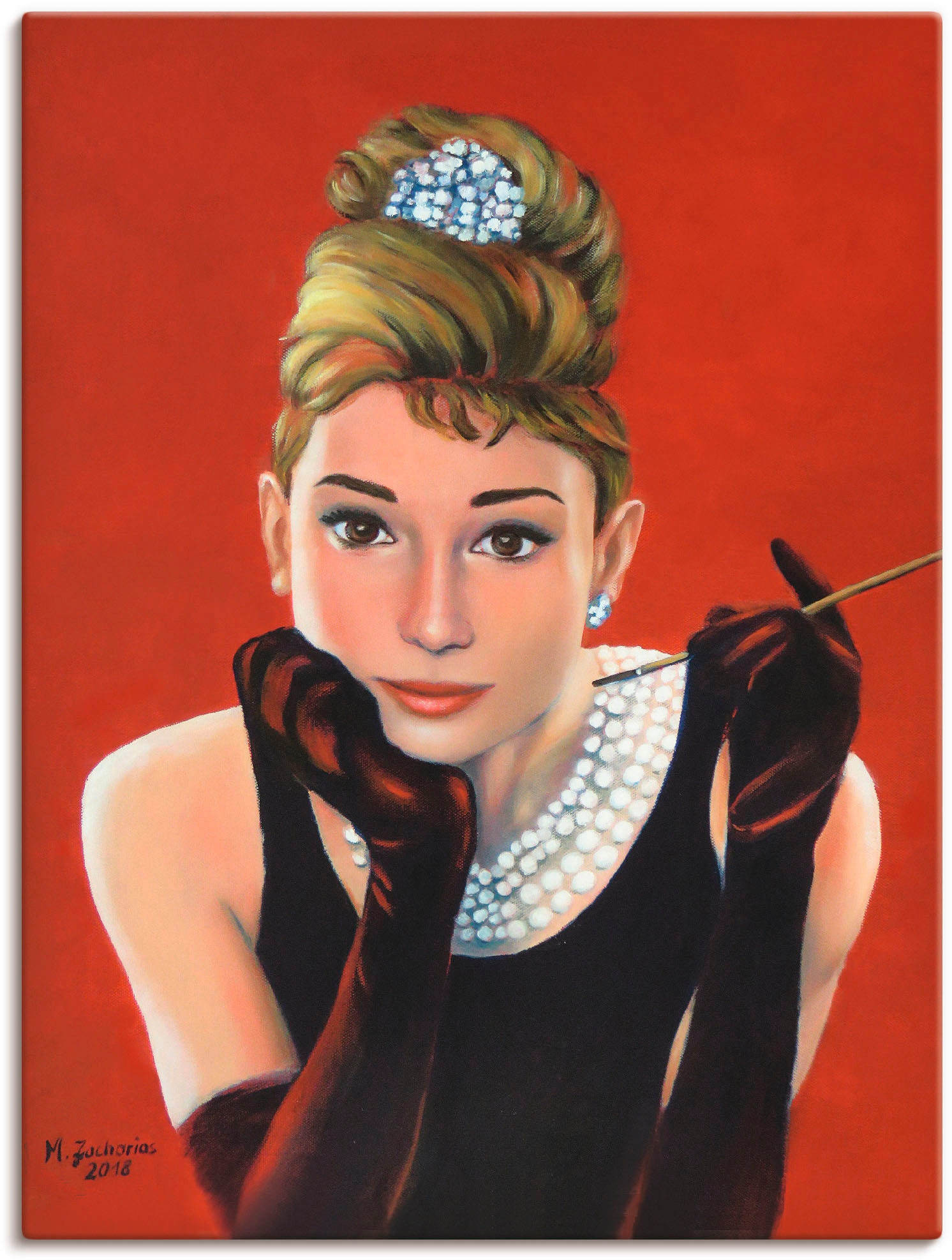 Artland Wandbild »Audrey Hepburn Porträt«, Stars, (1 St.), als Alubild, Outdoorbild, Leinwandbild, Poster, Wandaufkleber