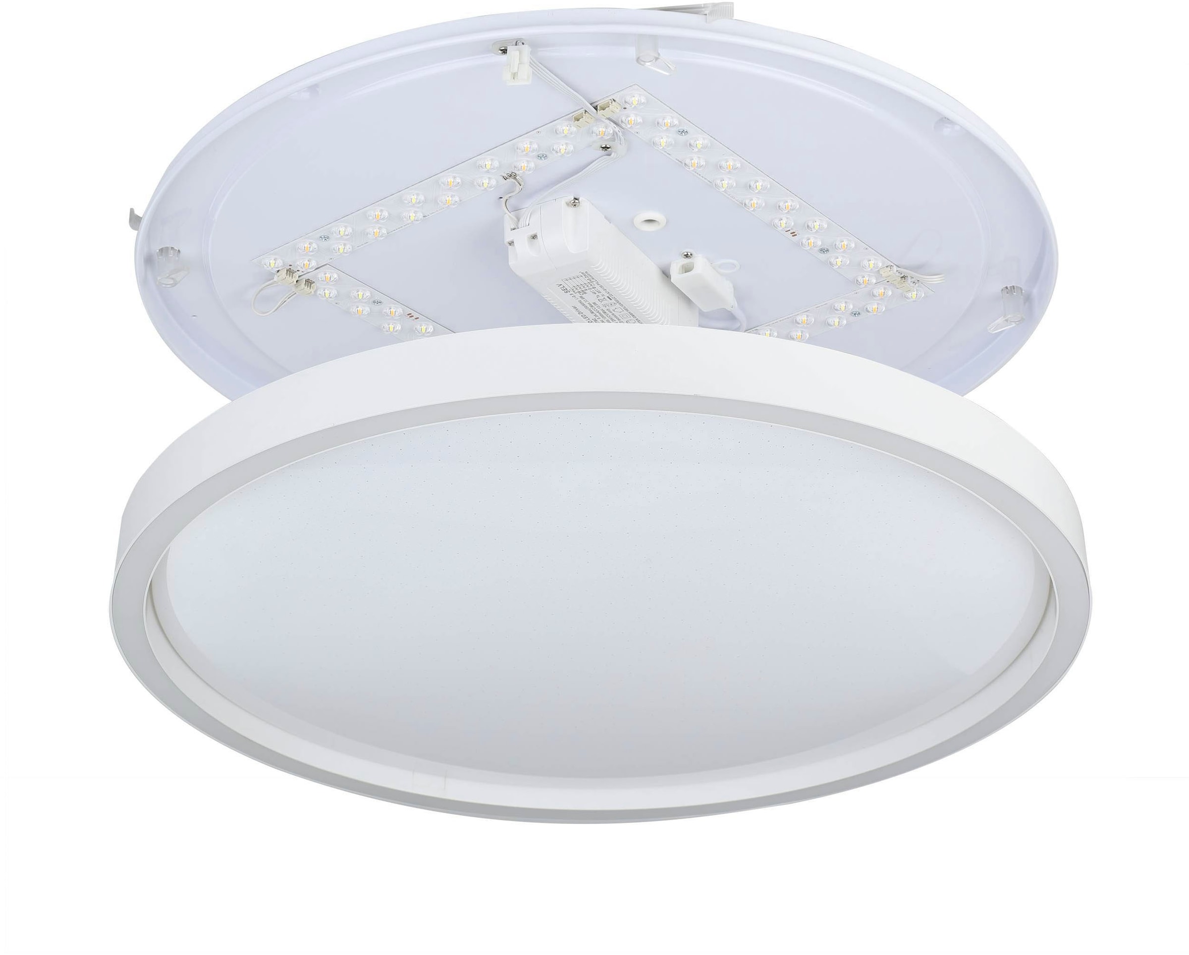 EGLO Deckenleuchte »Montemorelos-Z Deckenlampe, ZigBee 3.0, Kristall-Effekt, Bürolampe« LED-Modul 1 Stk. Kaltweiß | RGB Wand-/Deckenleuchte - H7 x Ø57 cm - weiß - 34,5W inkl.