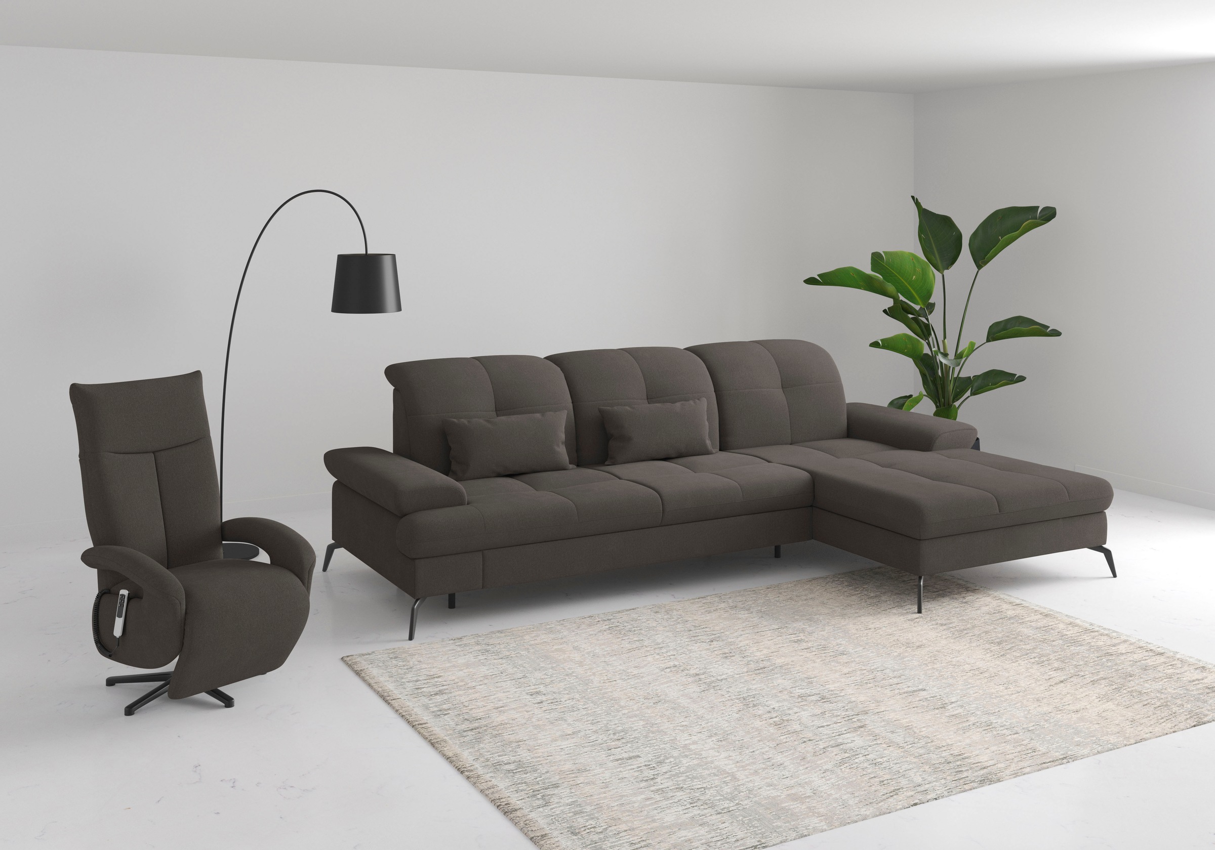 sit&more Ecksofa »Amica, L-Form, inkl. Sitztiefenverstellung & Armteilverstellung«, wahlweise mit Bettfunktion, Bettkasten und Kopfteilverstellung