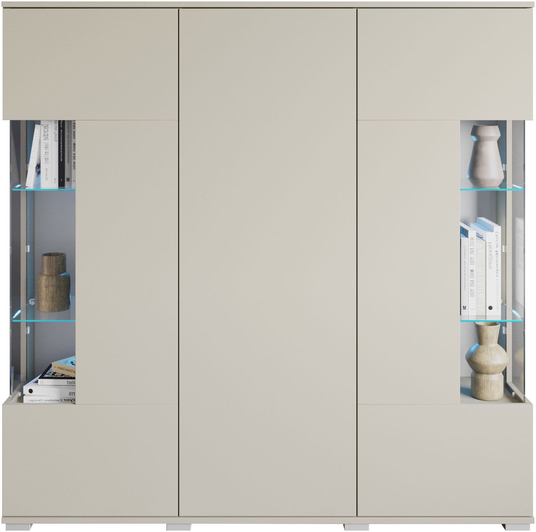 INOSIGN Highboard »Kenia«, (1 St.), Modernes Highboard, mit Glastüren, Breite 135 cm