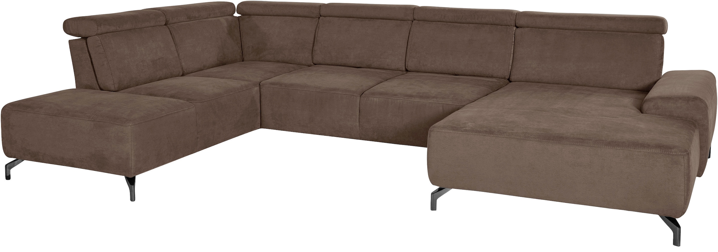 sit&more Wohnlandschaft »Gizeh U-Form«, 12 cm Fußhöhe, inklusive Sitztiefenverstellung und Kopfteilverstellung
