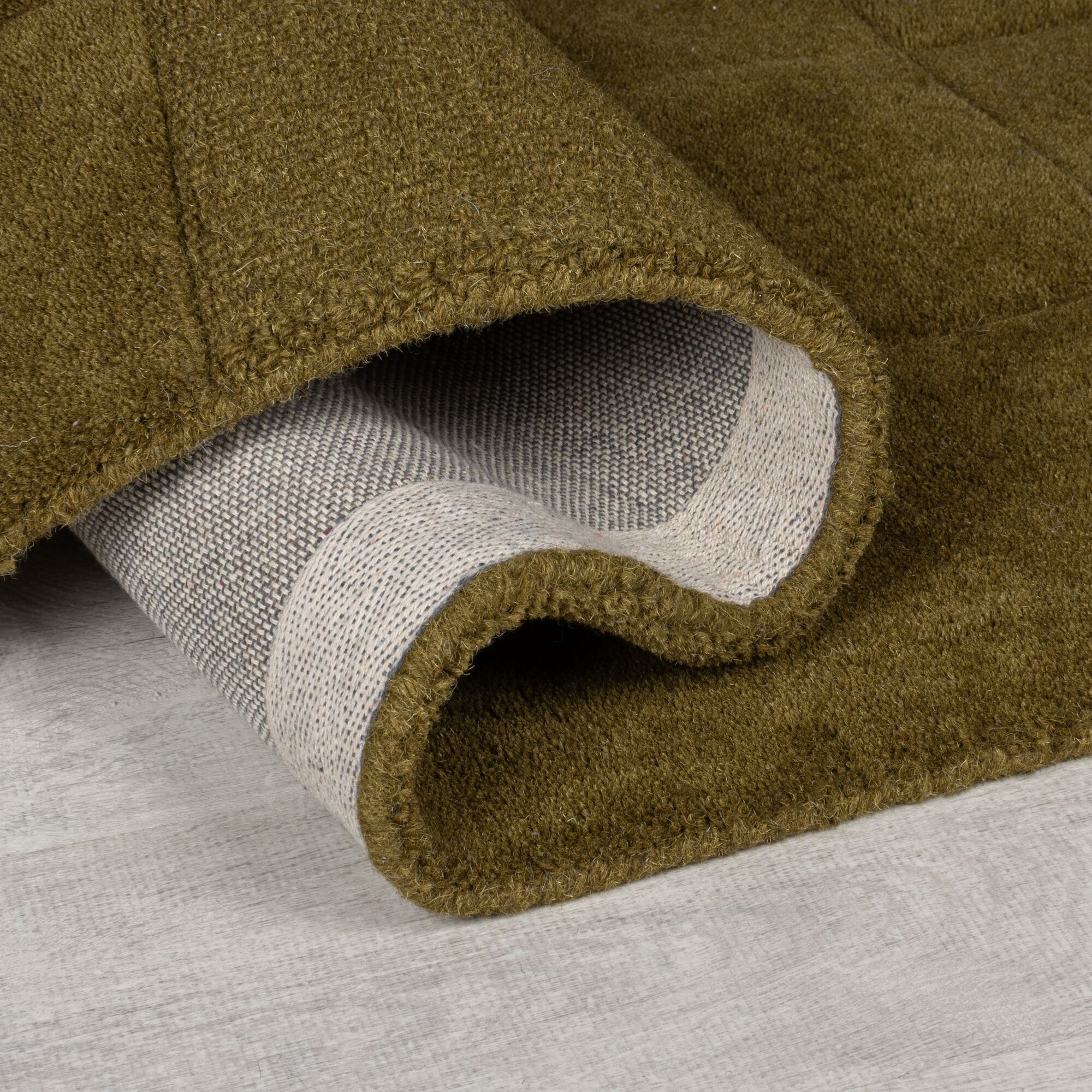 Wollteppich FLAIR RUGS "CHECKERBOARD", grün, B:60cm H:10mm L:230cm, Wolle, Teppiche, Hoch-Tief-Effekt, Wohnzimmer, Schlafzimmer 2