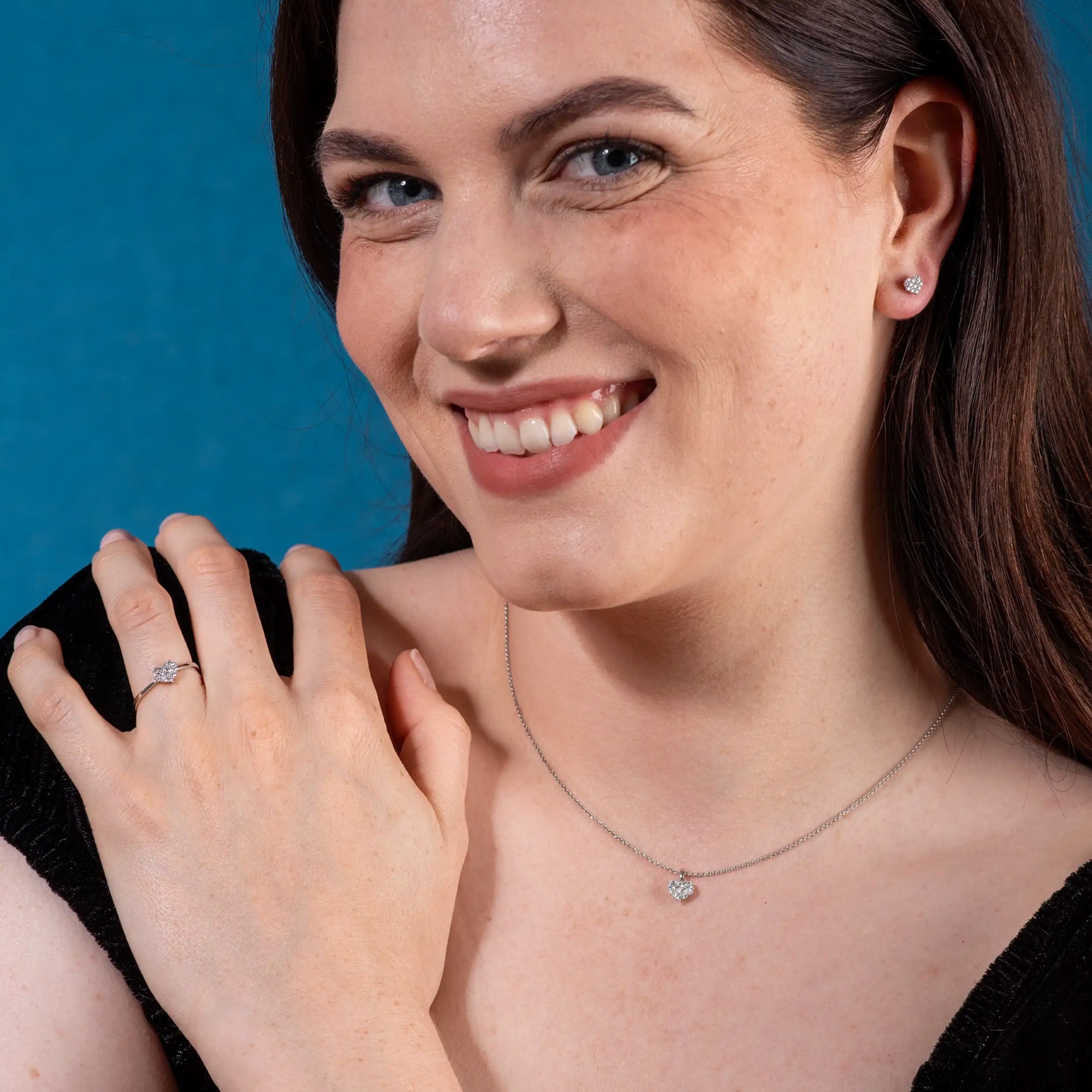 LYOMI Kette mit Anhänger »585/- Weißgold 13 synth. Diam. 0,17ct.«