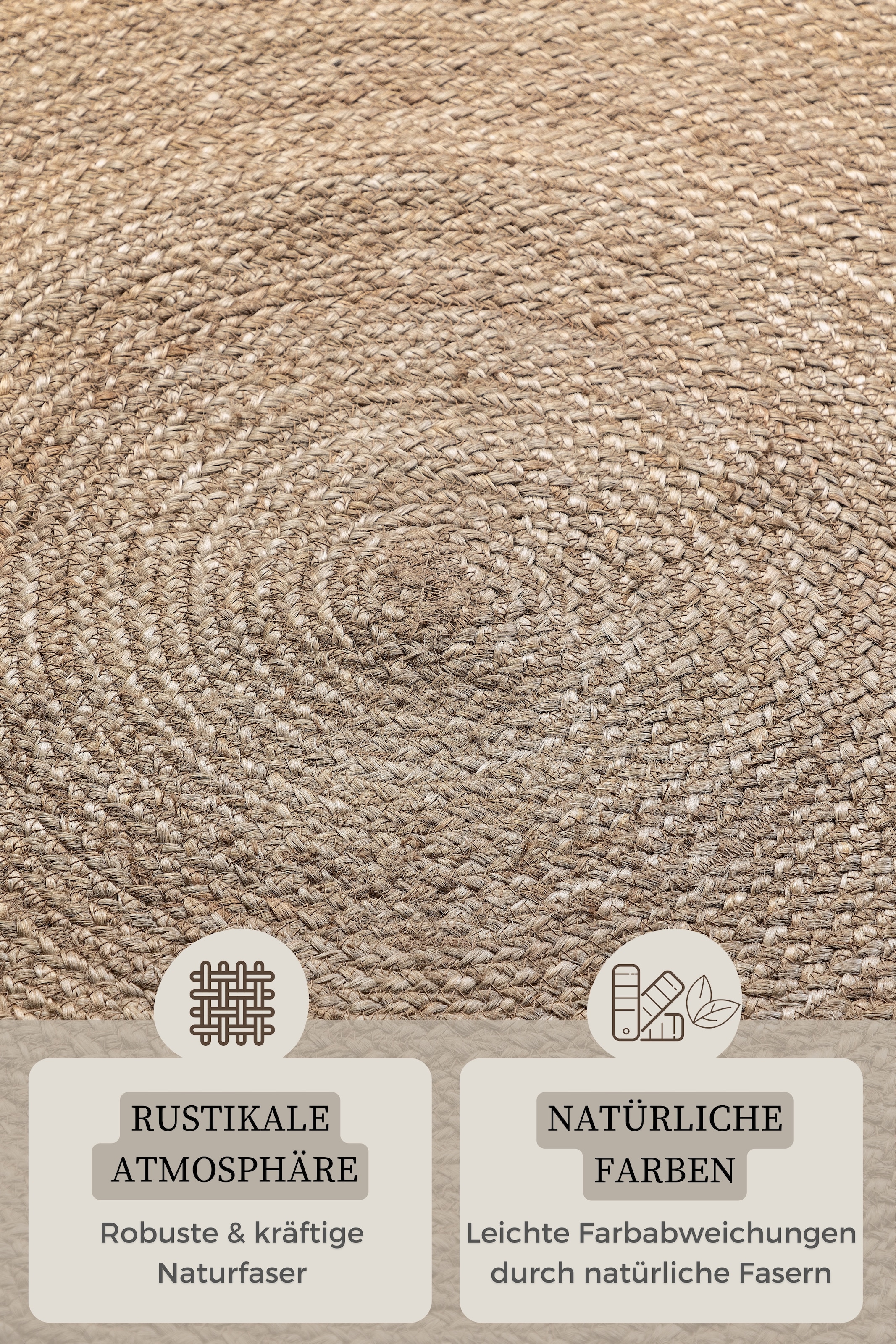 HANSE Home Teppich »Rangpur Juteteppich«, rund, 10 mm Höhe, Handgewebt, 100% Jute, Natur, Wohnzimmer, Flur, Boho, Skandi