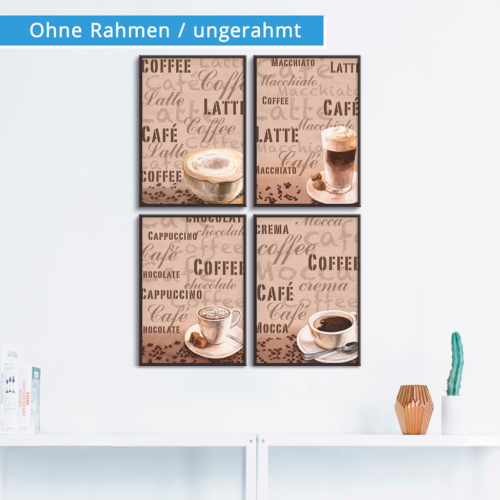 Artland Poster »Milchkaffee Latte MacchiatoChocolate«, Getränke, (4 St.)