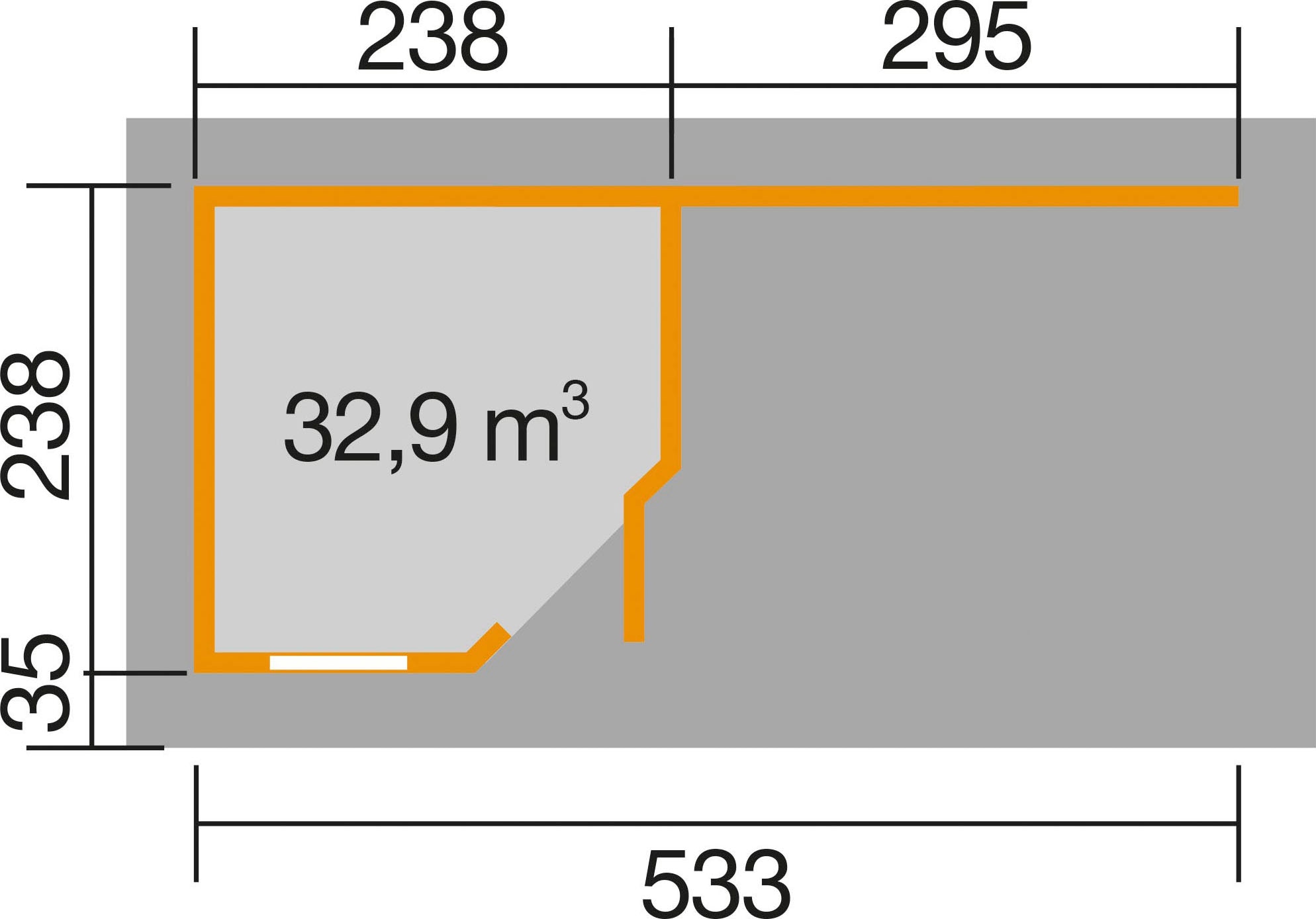 weka Gartenhaus »Designhaus 213 Plus«, (Set), mit Anbaudach und Rückwand