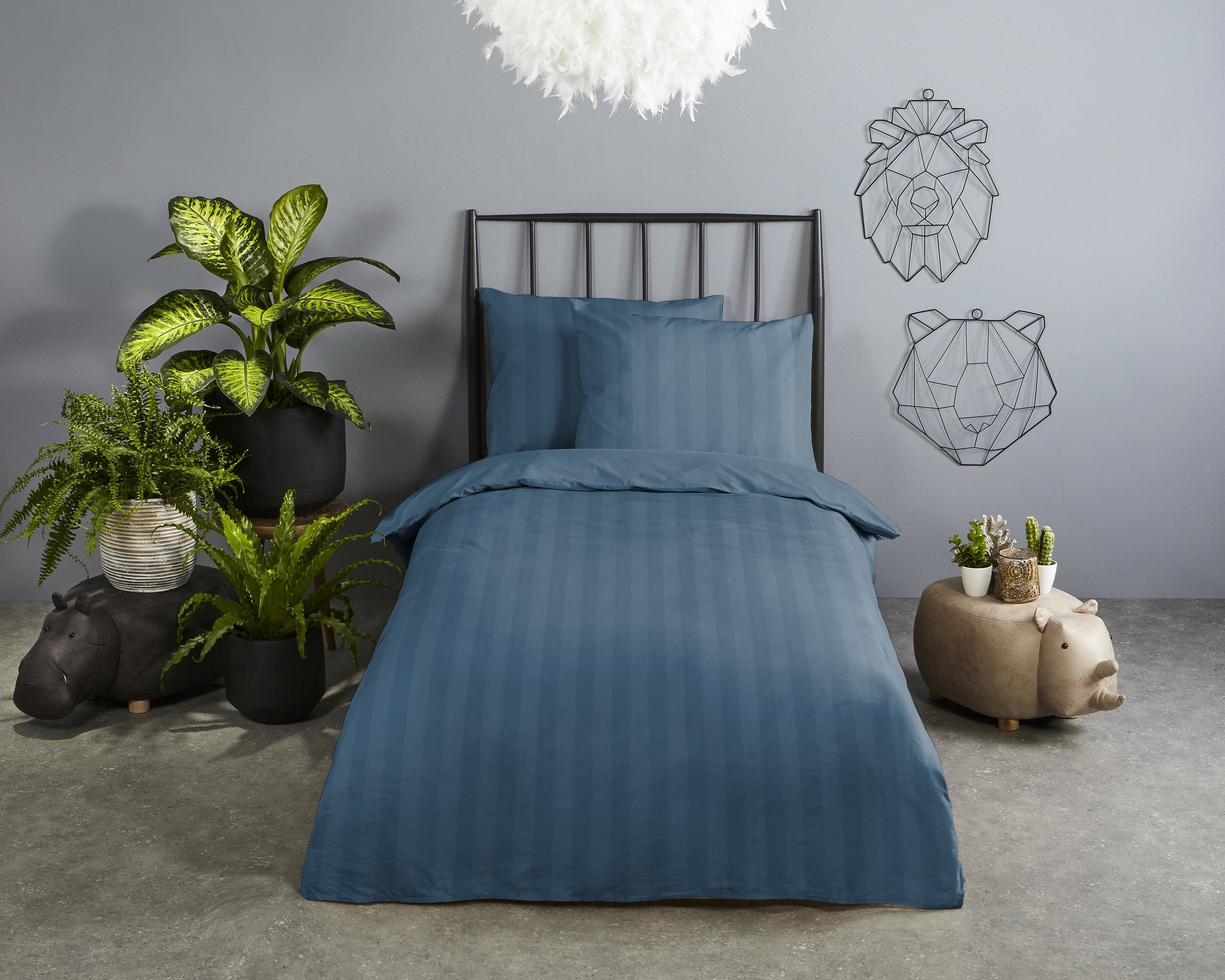 Descanso Babybettwäsche "Hotel Sevilla" 2 Satin, Reißverschluss, Wende, Luxe, Streifen, uni